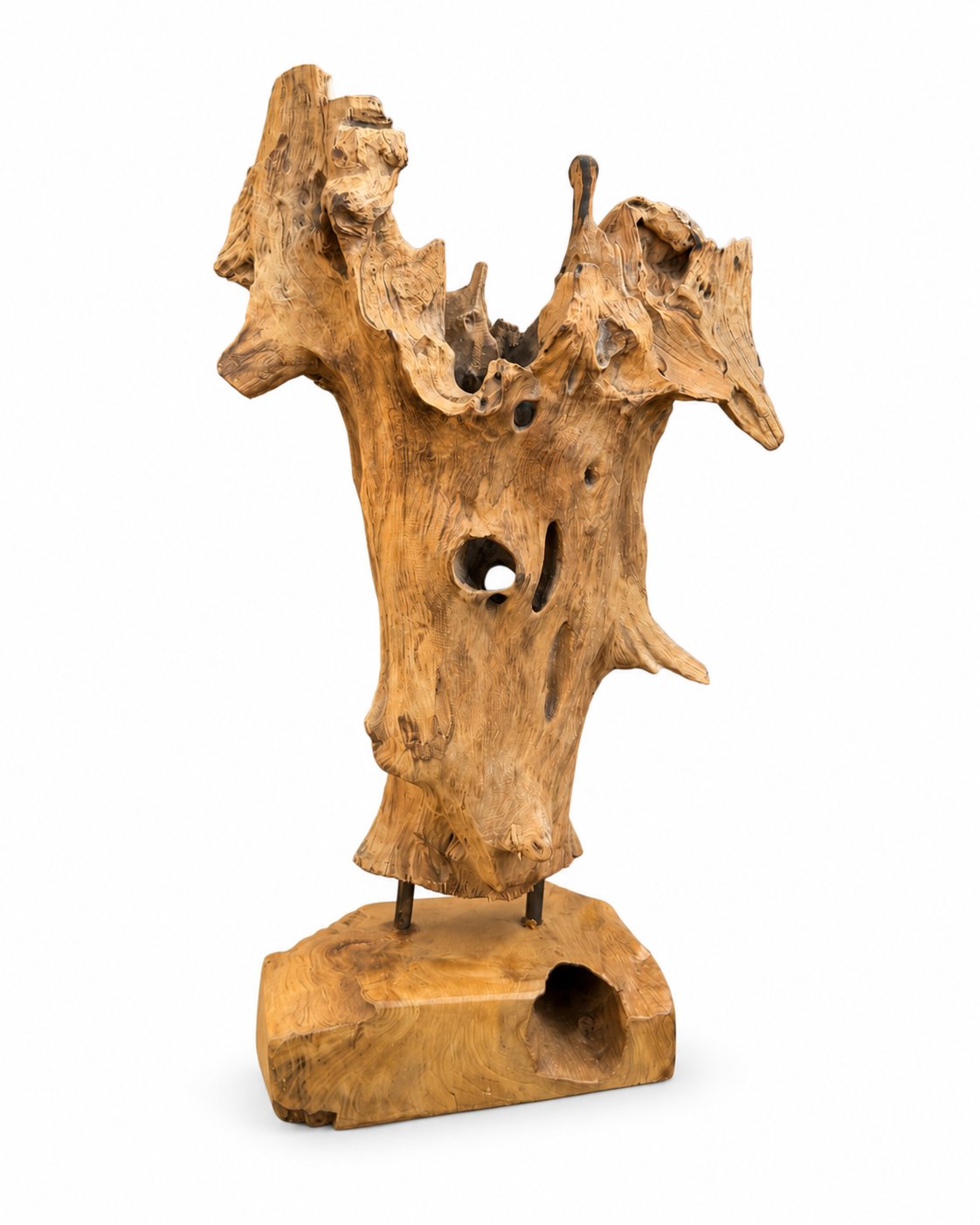 Teakholz Deko-Skulptur – Naturbelassenes Wurzelholz Unikat für Wohn- & Gartenbereiche