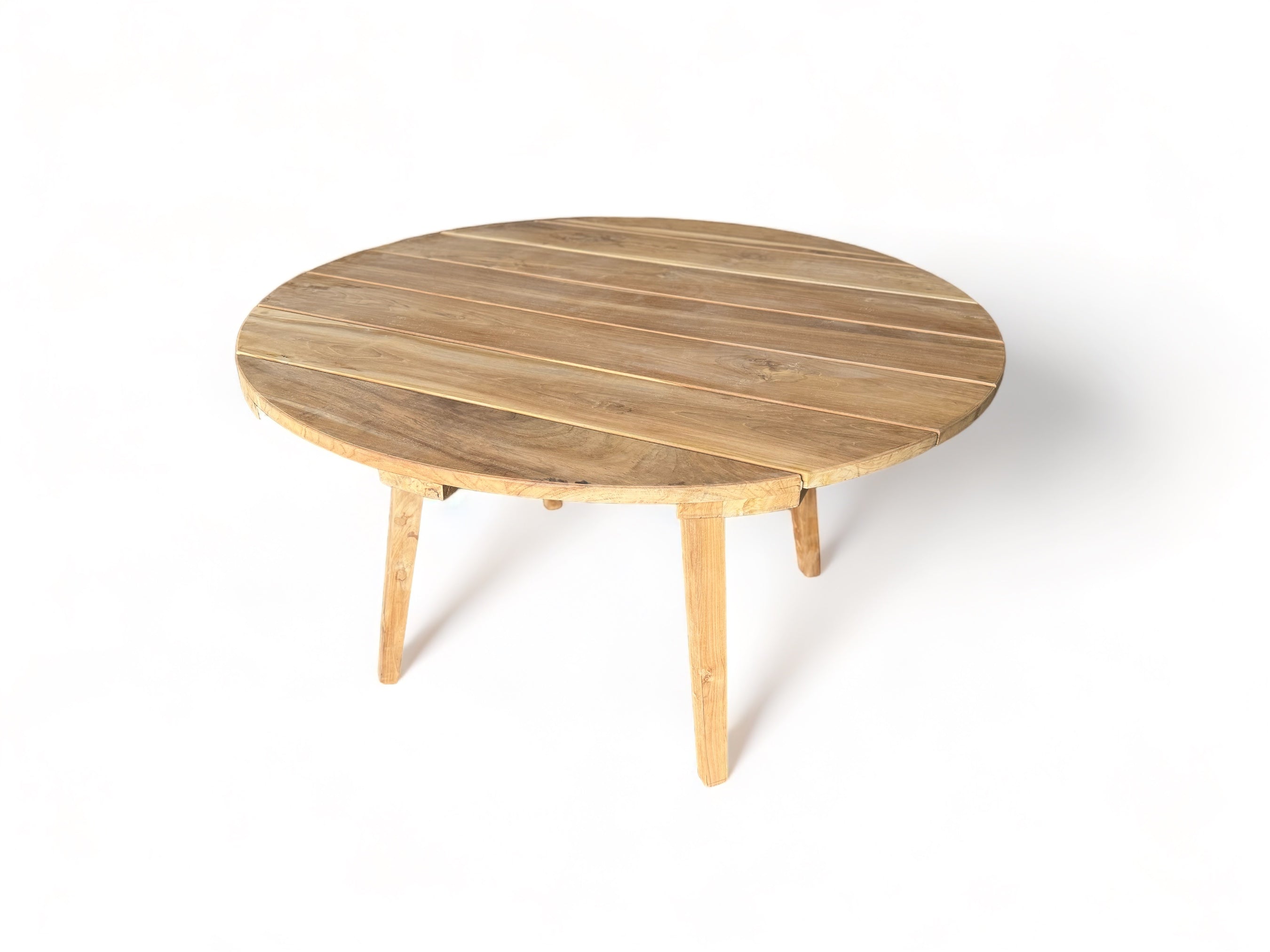 Handmade teak garden table - Unique piece with natural flair for indoors and outdoors - Natural - 120 and 150 cm diameter - 80 cm high