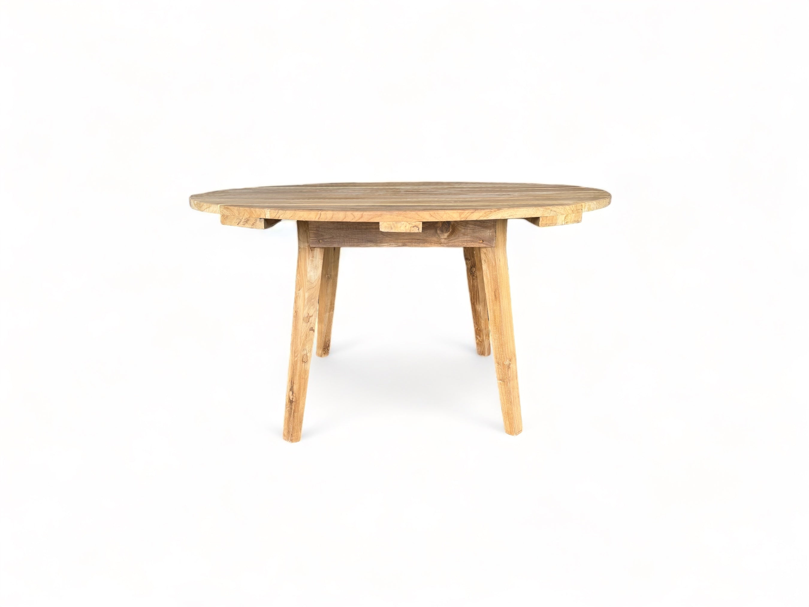 Handmade teak garden table - Unique piece with natural flair for indoors and outdoors - Natural - 120 and 150 cm diameter - 80 cm high