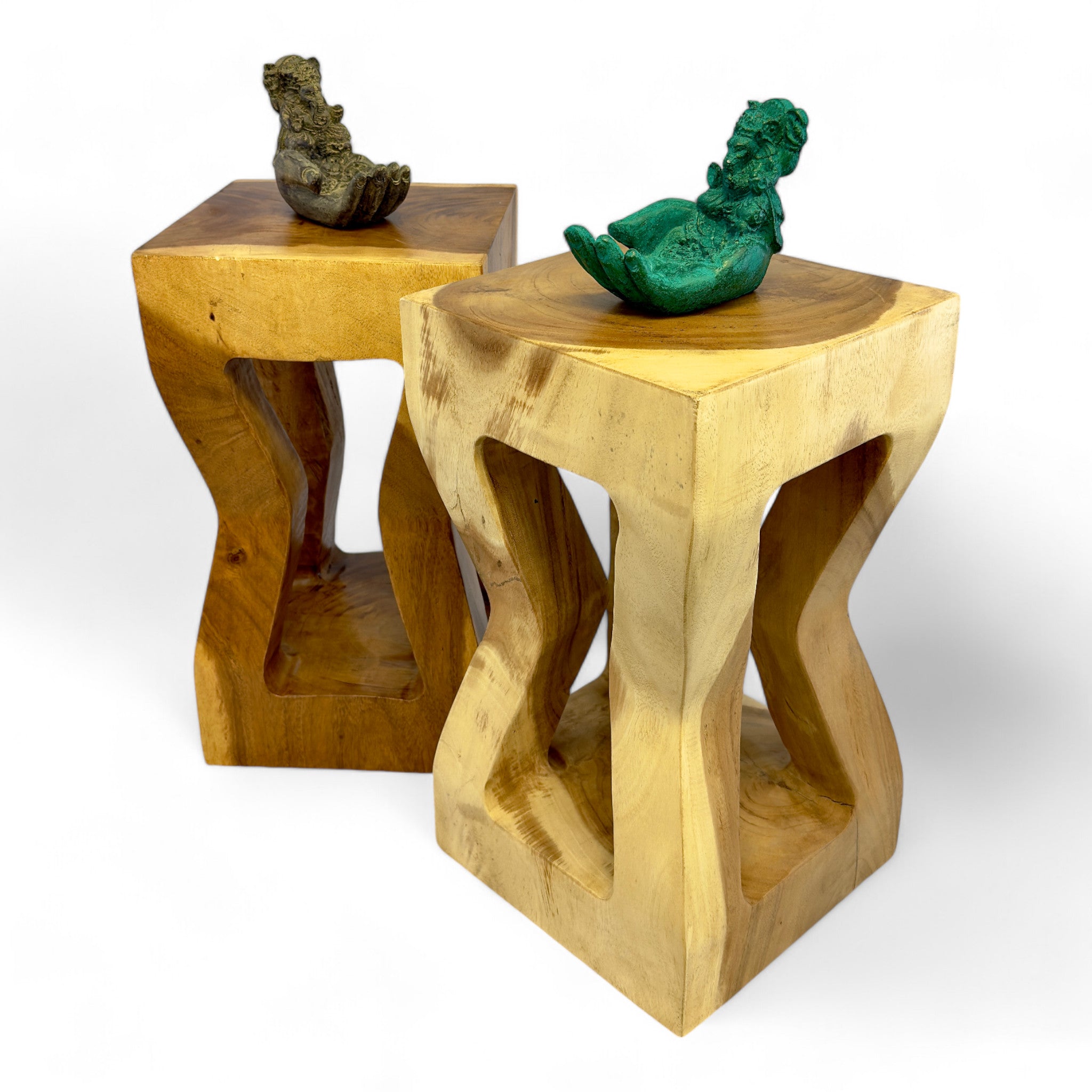 Wooden side table - wooden stool, coffee table, storage table - handmade - solid suar wood - 50x28x28 cm