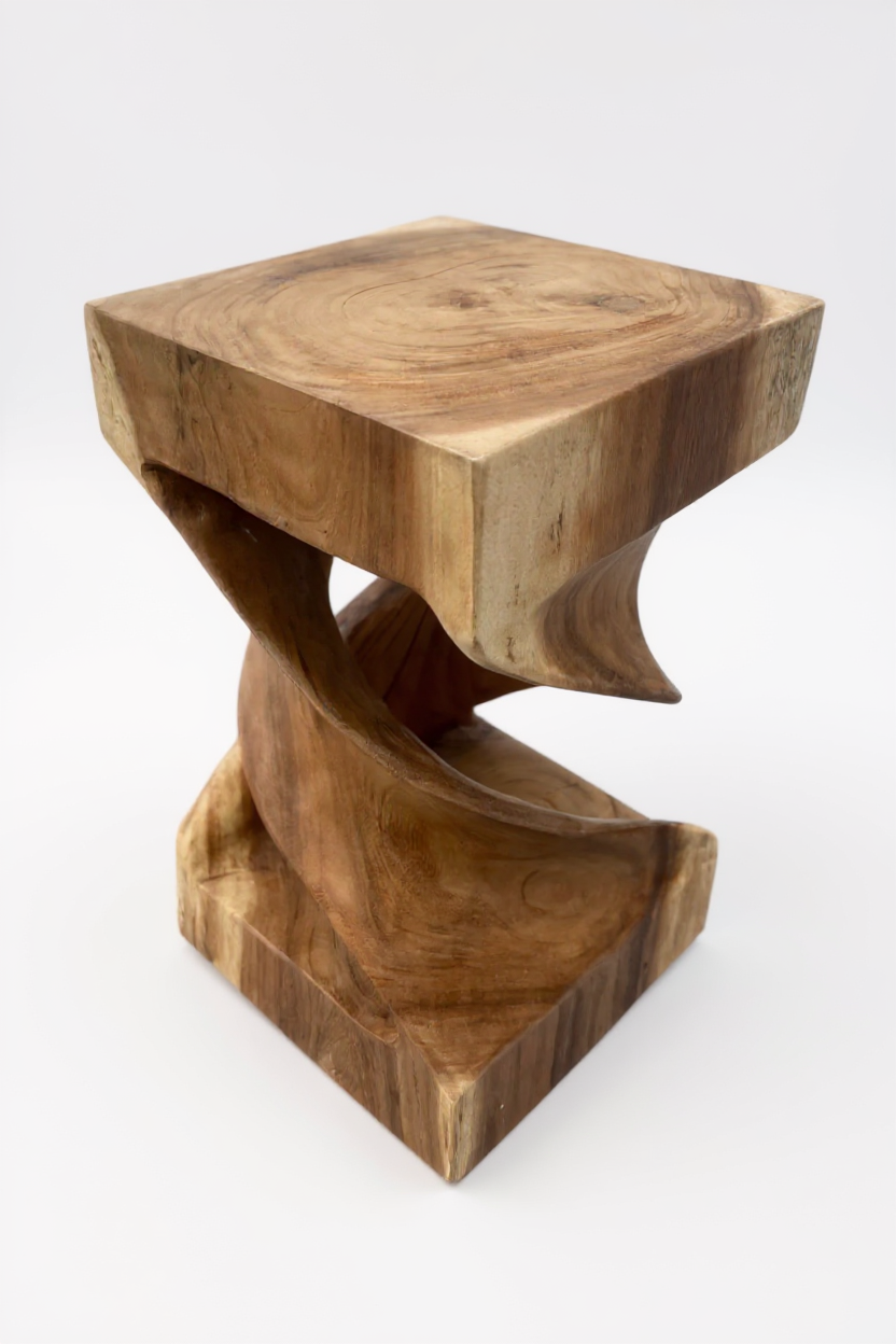 Table d'appoint en bois - table basse tabouret en bois - fait main - tourné en bois de suar massif - 50x28x28 cm