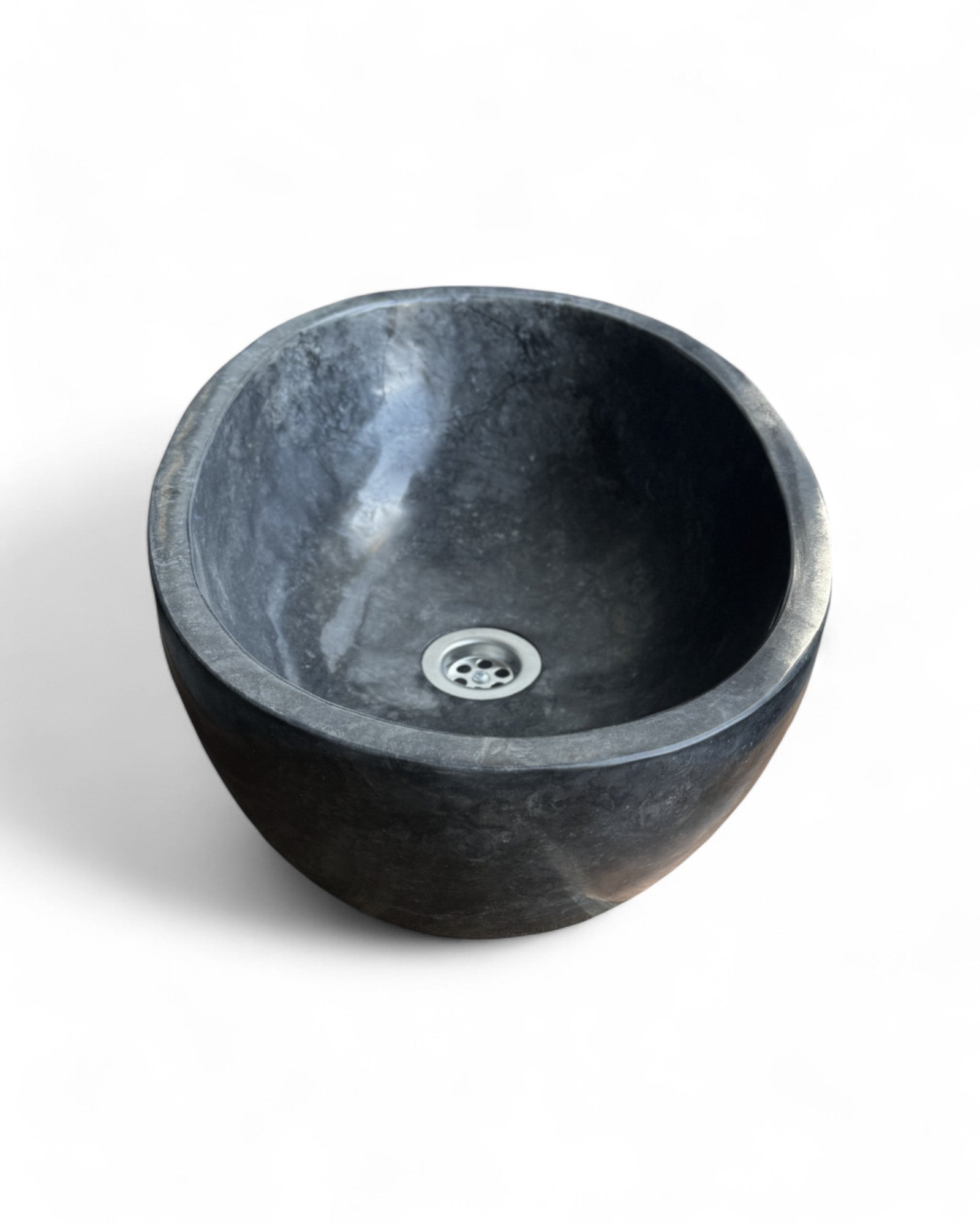 Lavabo en marbre – salle de bain WC invités salle d'eau – vasque à poser ovale en marbre noir - 15x45x30 cm