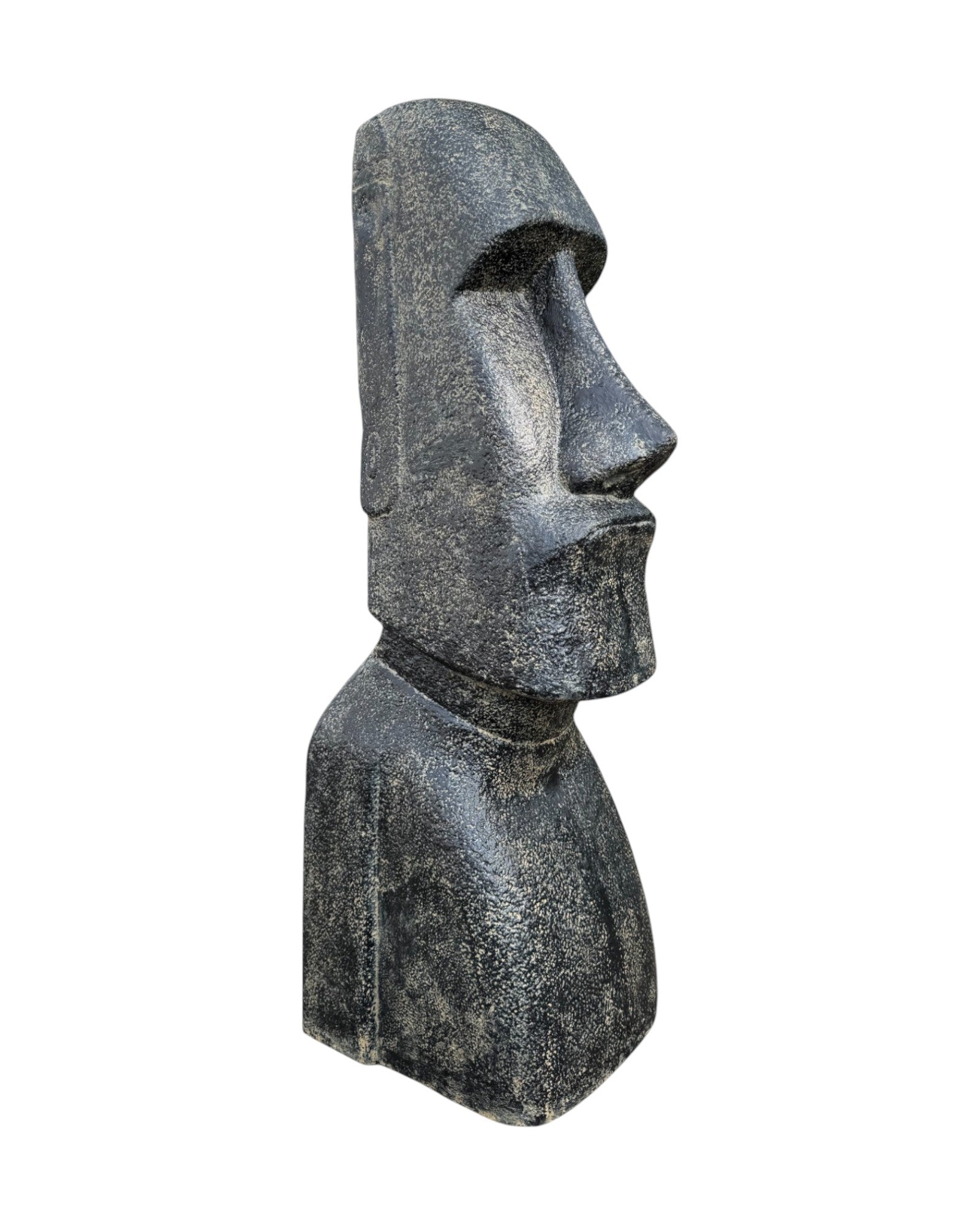 Moai Head Statue - Garden Decoration Sculpture - Weatherproof - Rapa Nui Easter Island Figure made of Fiberglass Concrete Gray - 150x49x47 cm
