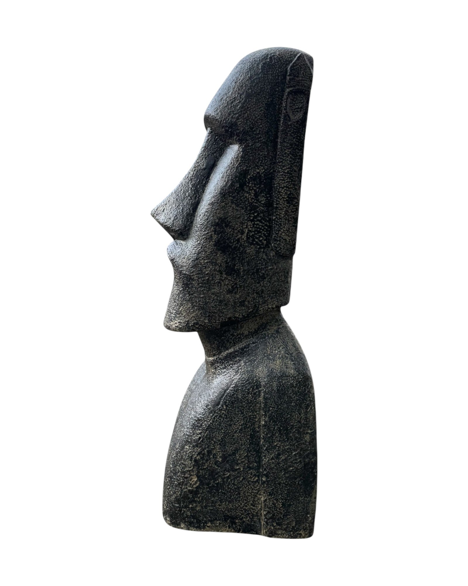 Moai Head Statue - Garden Decoration Sculpture - Weatherproof - Rapa Nui Easter Island Figure made of Fiberglass Concrete Gray - 150x49x47 cm
