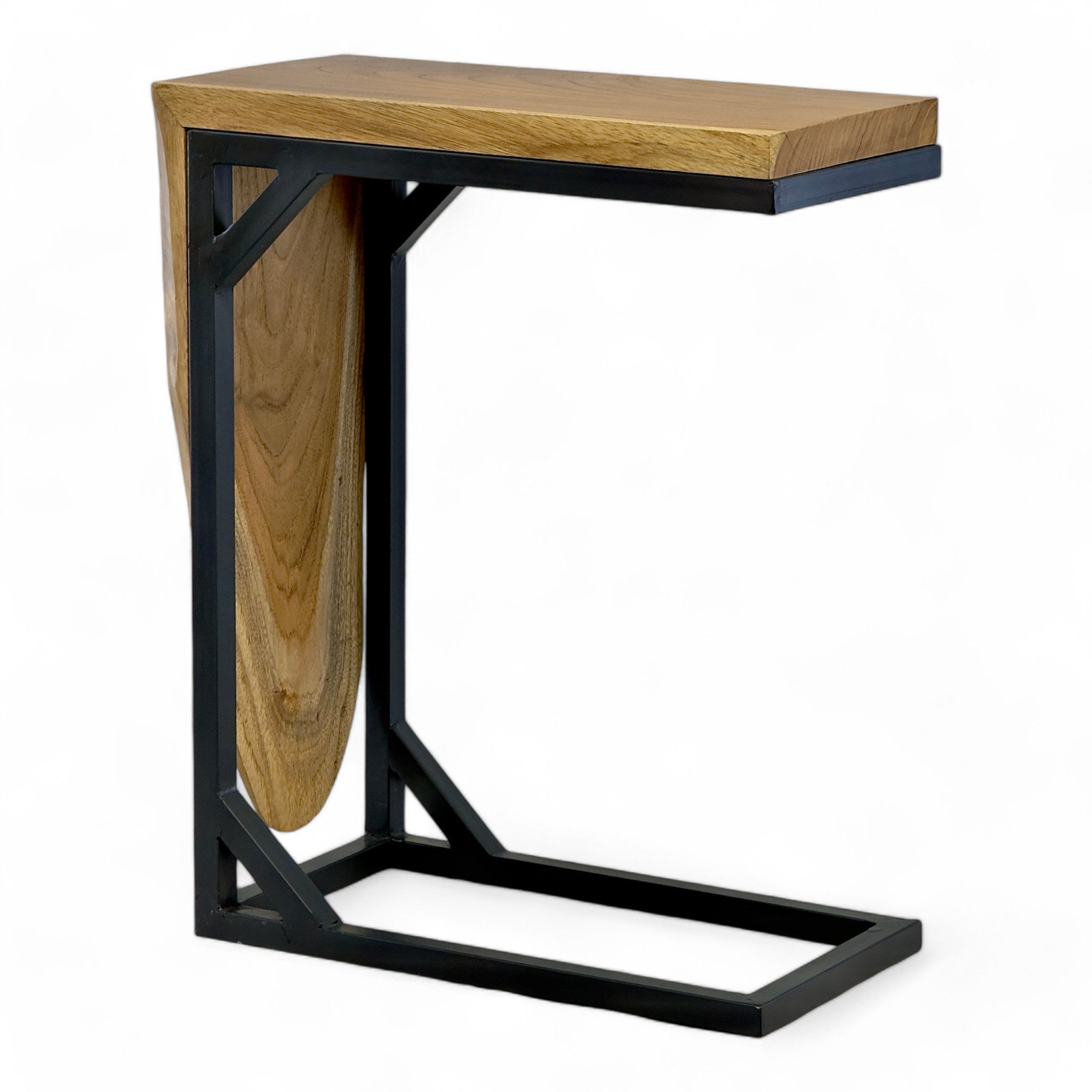 Multifunktionaler Beistelltisch - Couchtisch Ablagetisch - C-Frame – Teakholz - 50x40x20 cm - FaHome