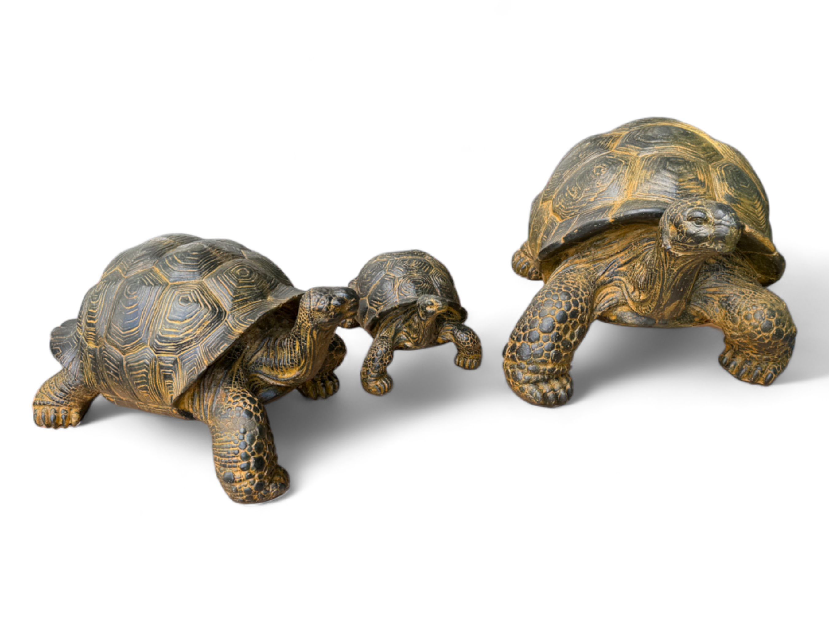 Stein Schildkröten – Pool, Garten, Terrasse - Langlebig und Wetterbeständig – Gelblich aus Glasfaserbeton – 32, 47 und 65 cm - FaHome