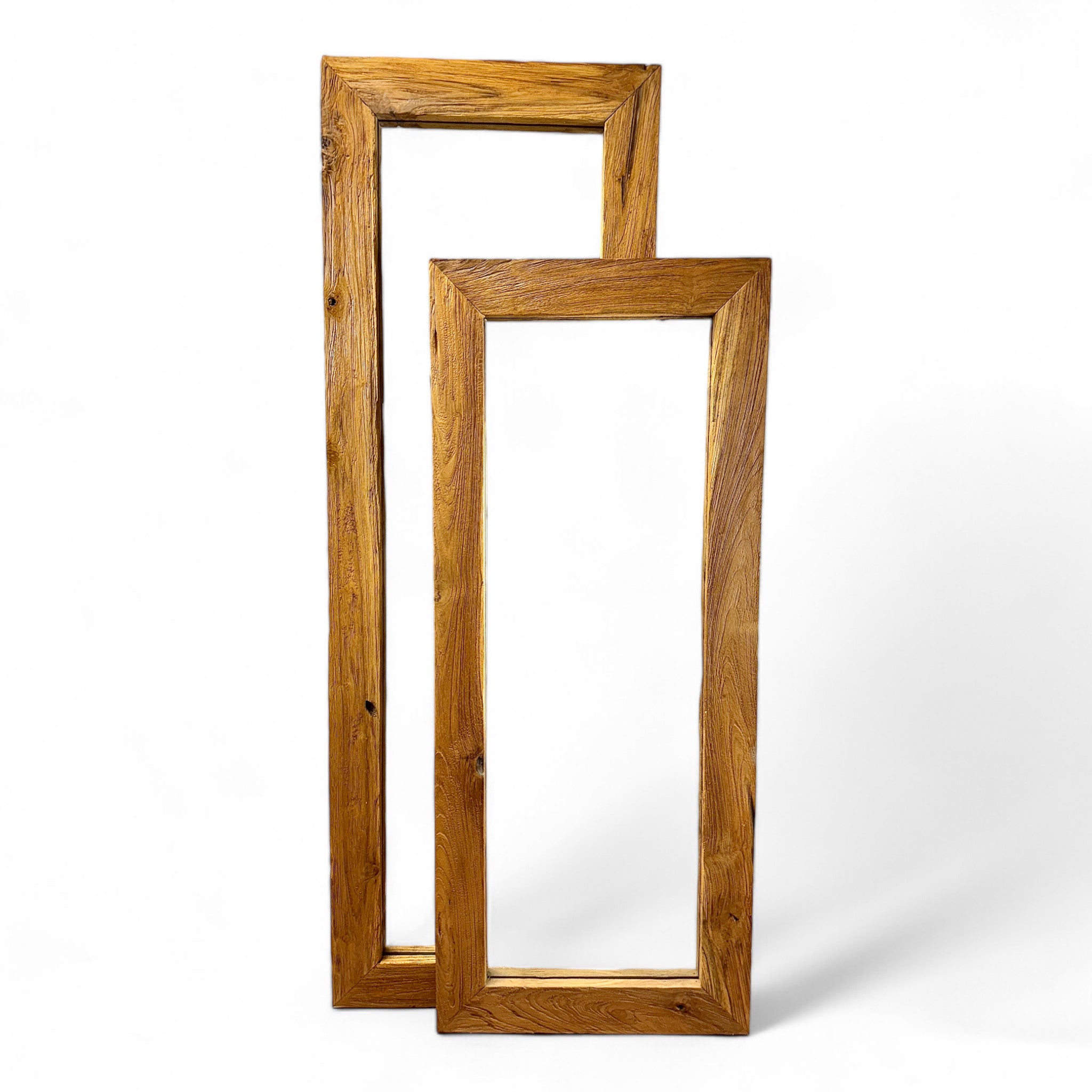 Teakholz Spiegel - Anlehnen Dekorieren Staunen – Massiver Eckiger Standspiegel – 120&150x50 cm - FaHome