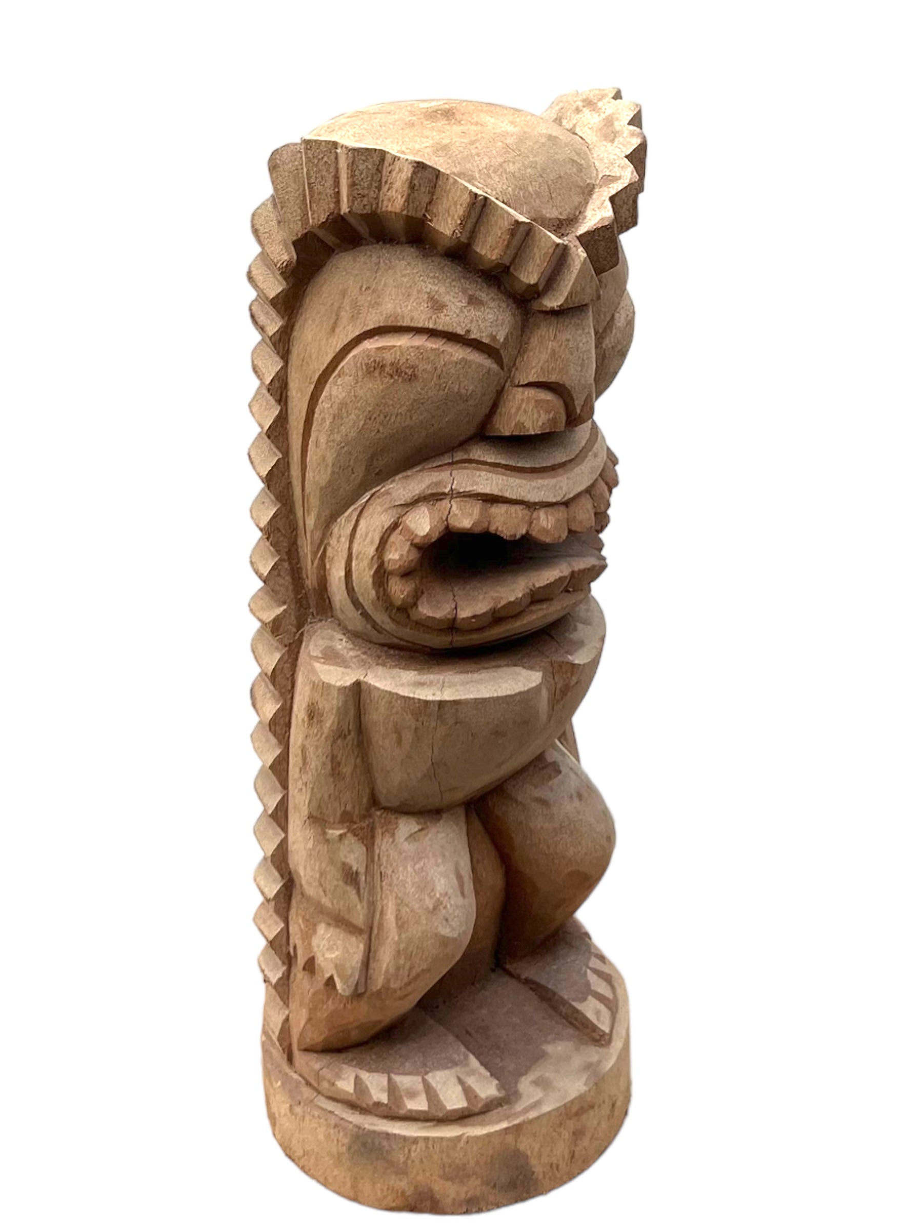 Tiki Figur - Garten Innenbereich Deko - Handgeschnitzte Exotische Skulptur - Palmen Holz - 50x19x19 cm