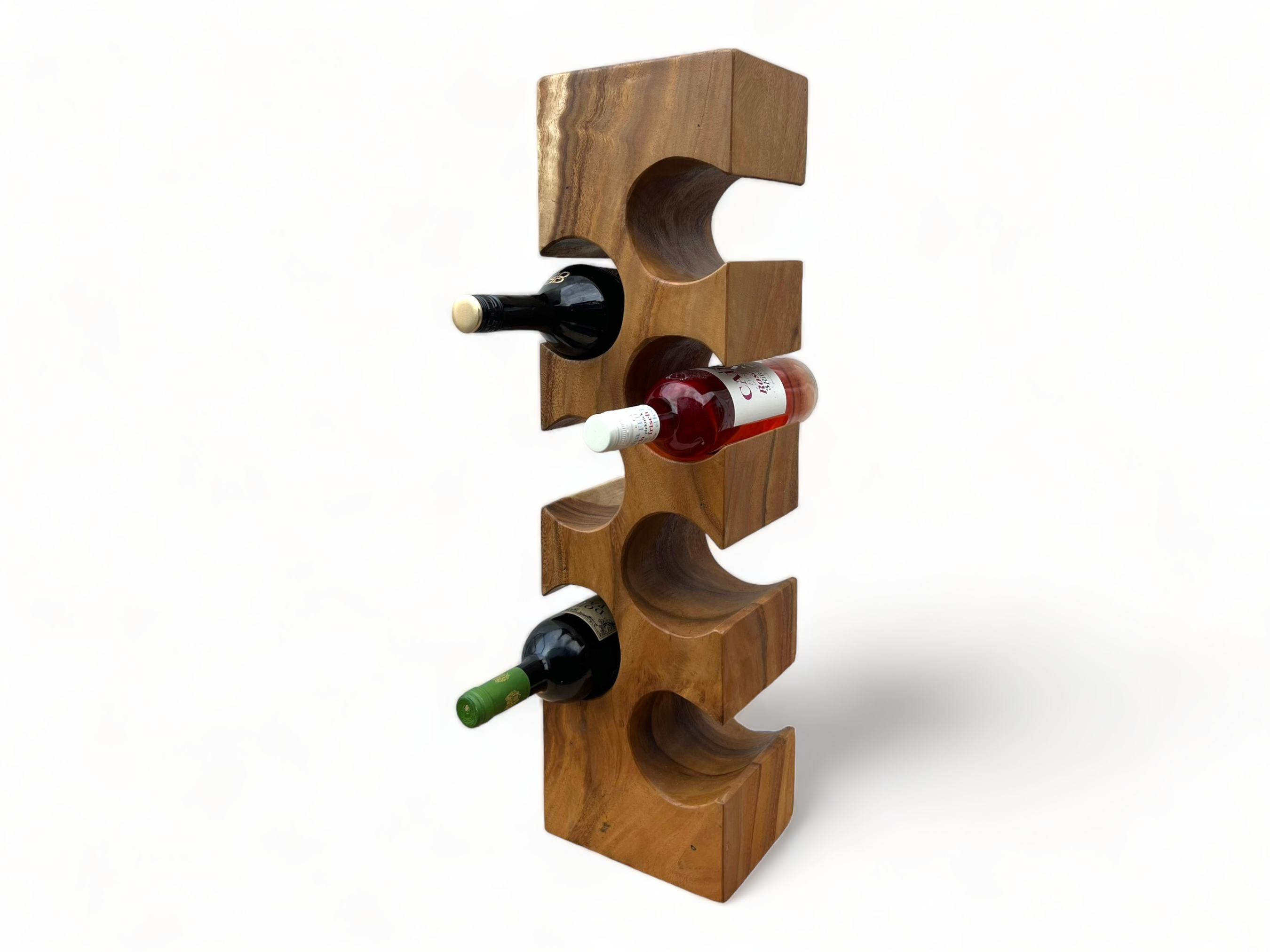 Casier à vin massif - décoration de cuisine salon porte-vin - fait main noble de haute qualité - carré en bois de Suar - 50/70/100x19,5x14,5 cm