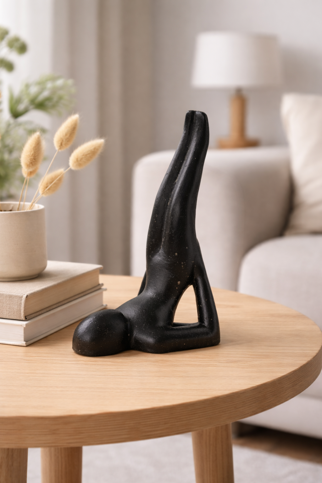 Yoga Skulptur modern – Wohnzimmer Studio Regal Deko – Massive Ausführung – Steinoptik Figur Meditation schwarz – 30x16x20 cm