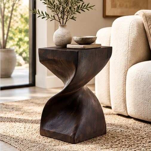 Tabouret en bois - Table d'appoint en bois noble - Tabouret en bois - Table d'appoint en bois fabriquée à la main - 50x28x28cm