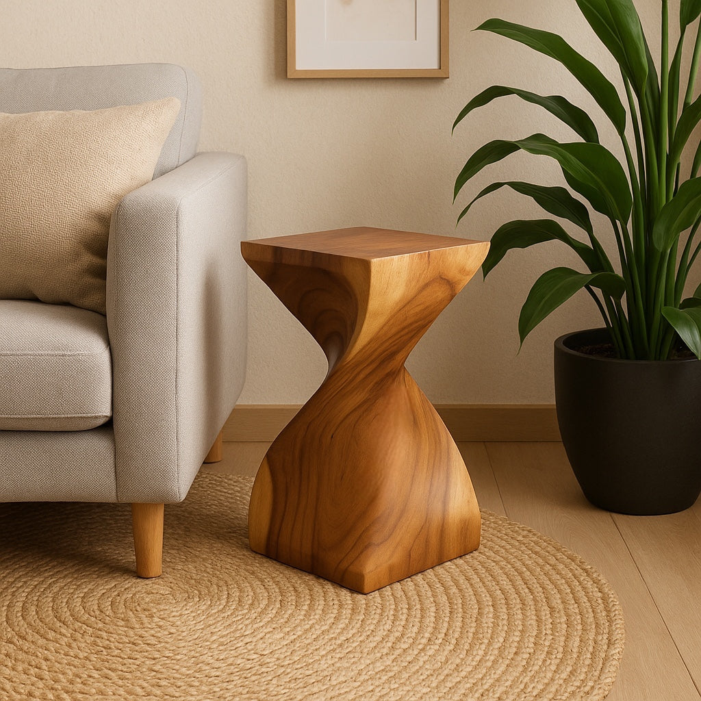 Tabouret en bois - Table d'appoint en bois noble - Tabouret en bois - Table d'appoint en bois fabriquée à la main - 50x28x28cm