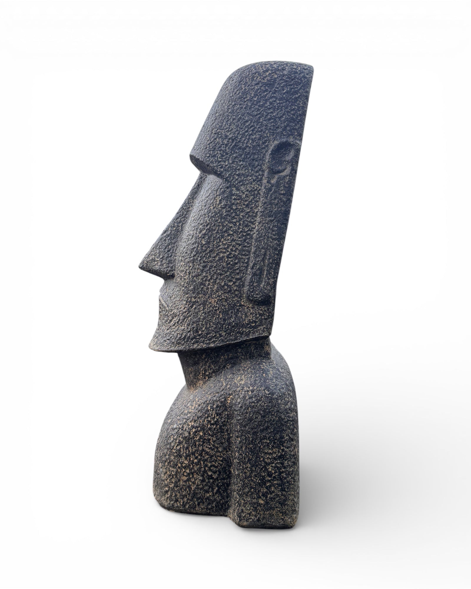 Moai Kopf Statue - Garten Deko Skulptur - Wetterfest - Rapa-Nui Osterinsel-Figur aus Glasfaserbeton Grau - 120x46x40 cm
