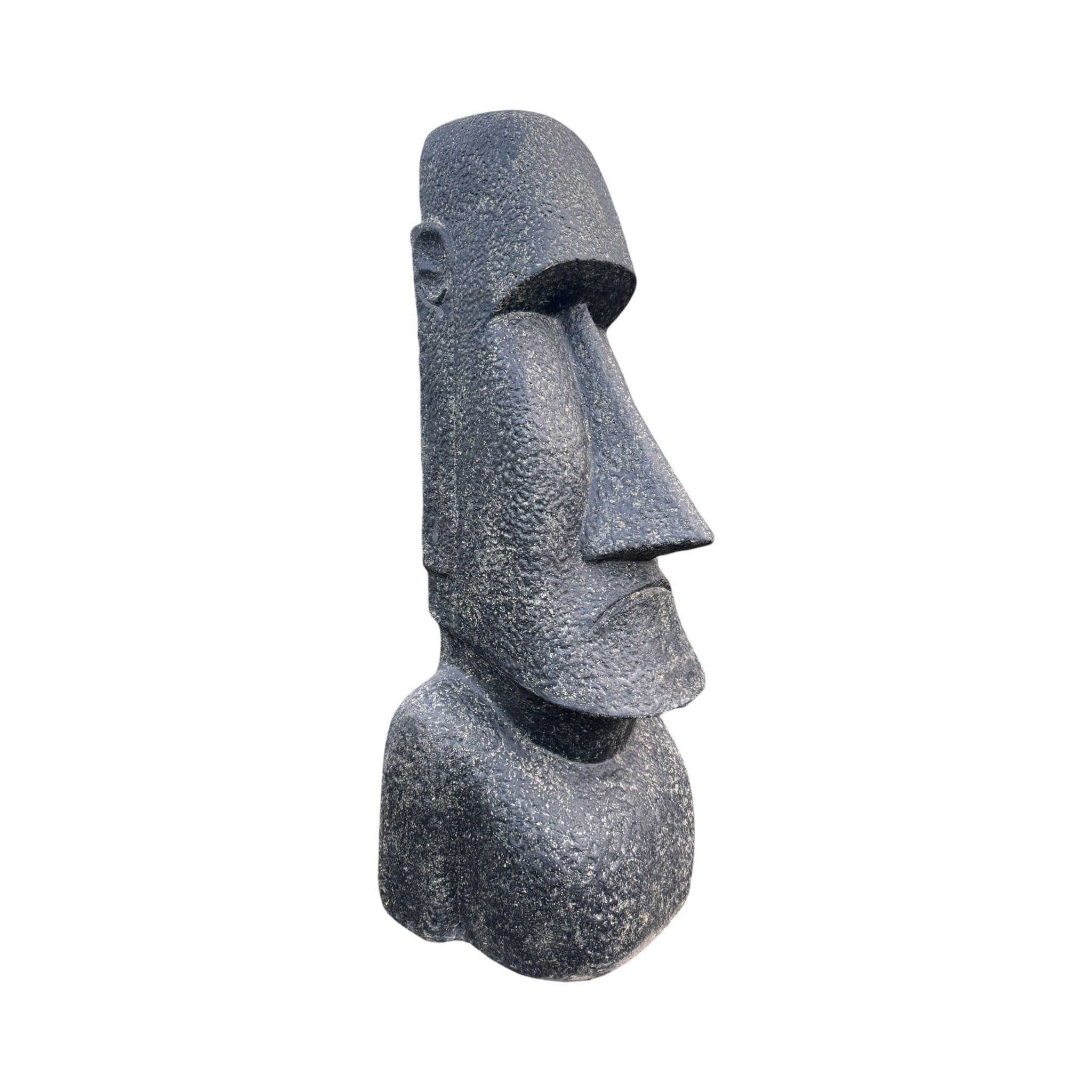 Moai Kopf Statue - Garten Deko Skulptur - Wetterfest - Rapa-Nui Osterinsel-Figur aus Glasfaserbeton Grau - 150x49x47 cm