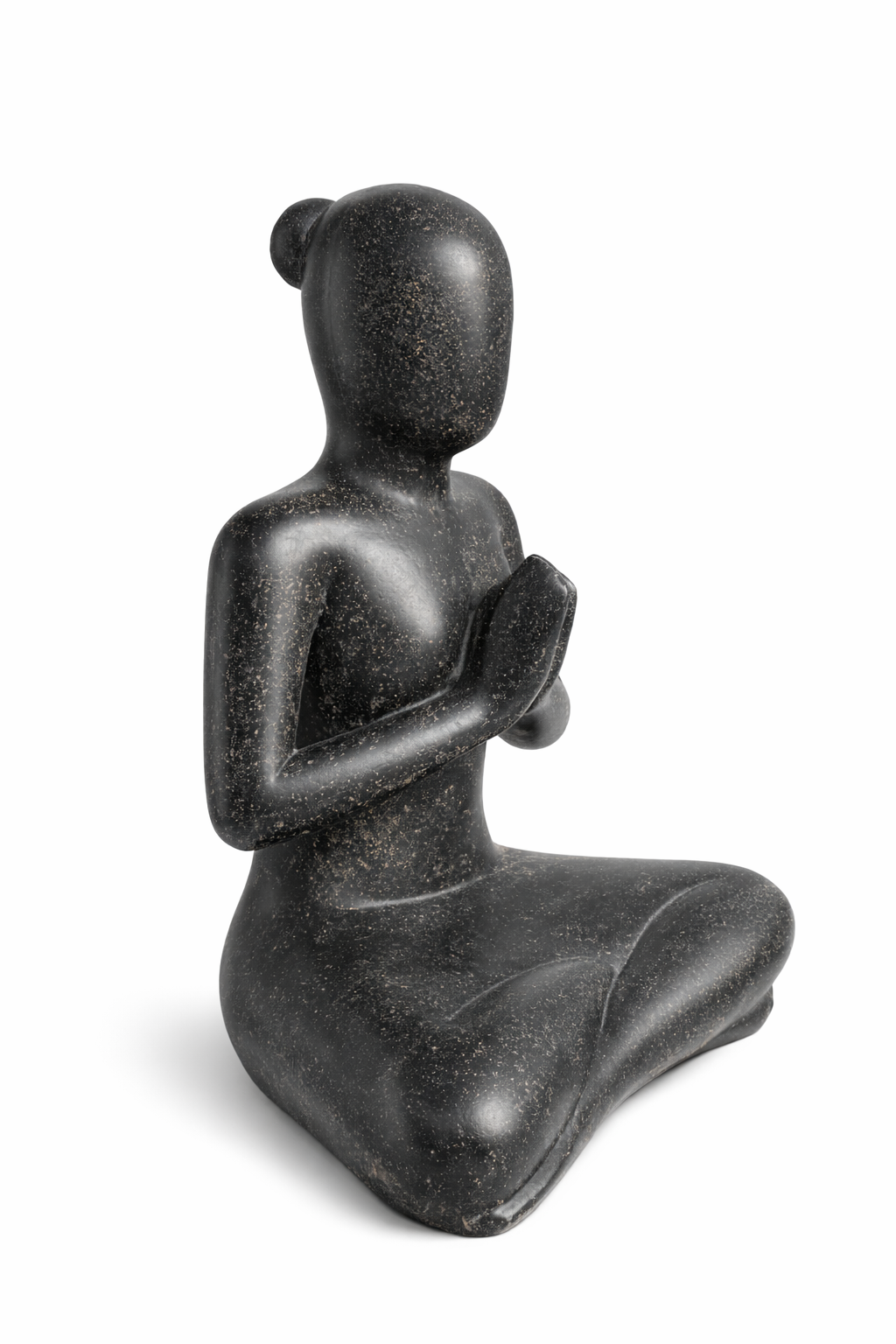 Yoga Figur sitzend Namaste – Wohnzimmer Studio Regal Deko – Wetterfest – Steinoptik Meditation Skulptur schwarz – in 3 Größen