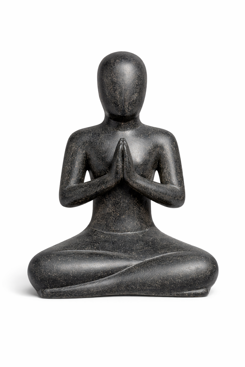 Yoga Figur sitzend Namaste – Wohnzimmer Studio Regal Deko – Wetterfest – Steinoptik Meditation Skulptur schwarz – in 3 Größen