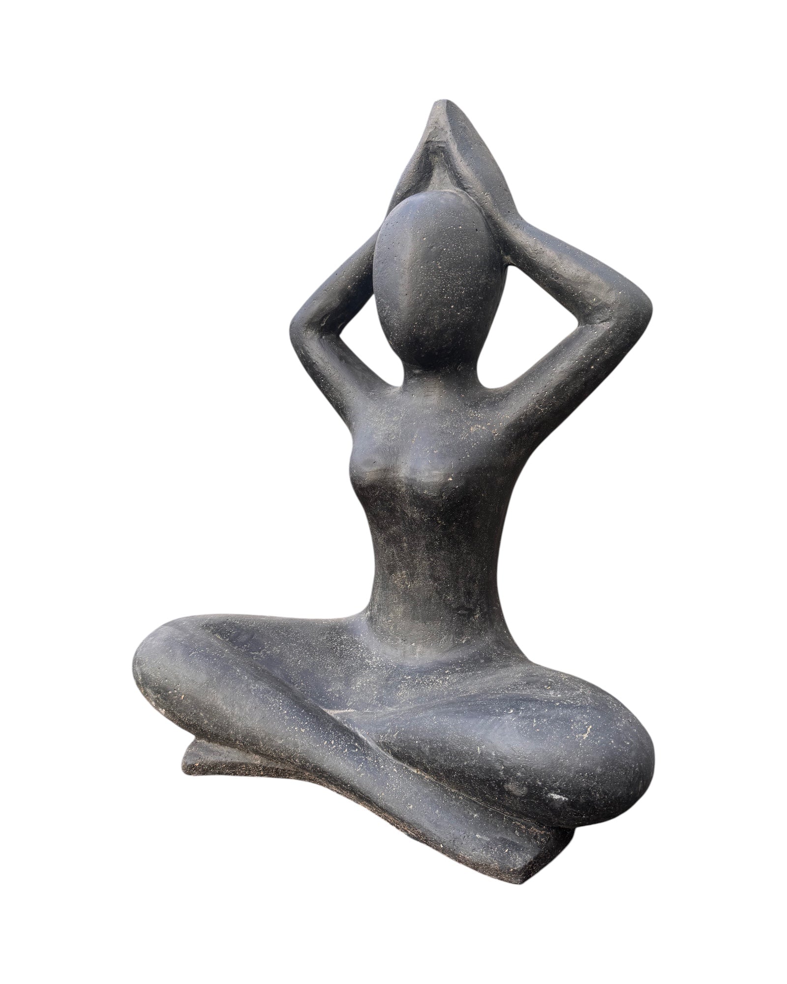 Sitting Yoga Figure - Living Room Studio Shelf Decor - Solid Design - Stone Look Sculpture Meditation Black - in 3 Sizes