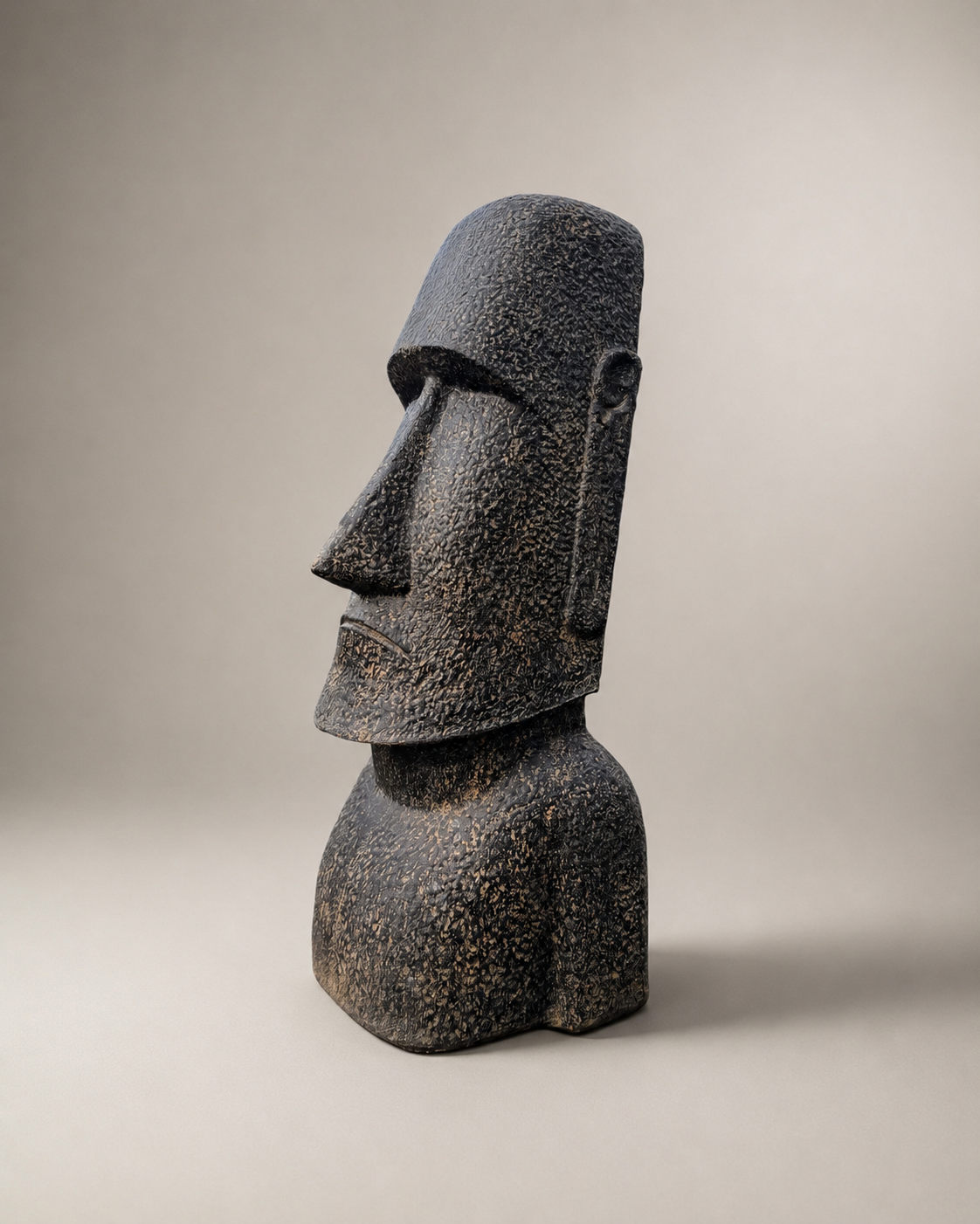 Moai Head Statue - Garden Decoration Sculpture - Weatherproof - Rapa Nui Easter Island Figure made of Fiberglass Concrete Gray - 120x46x40 cm