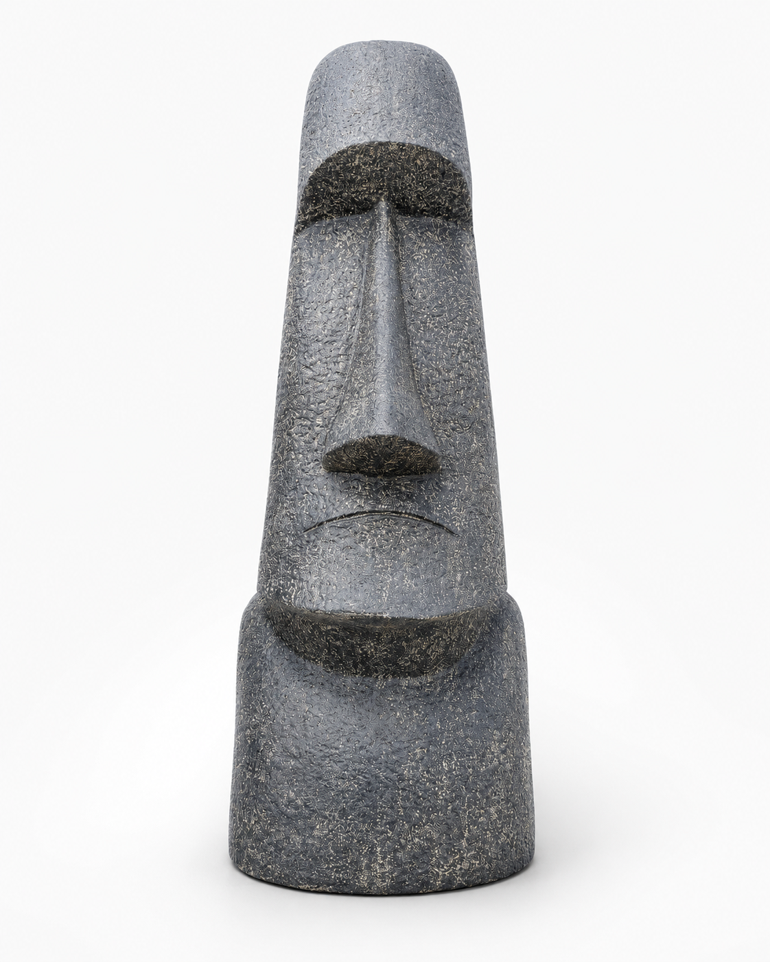 Statue de tête de Moaï - Sculpture décorative de jardin - Résistante aux intempéries - Figurine Rapa Nui de l'île de Pâques en fibre de verre et béton gris - 200 x 70 x 60 cm