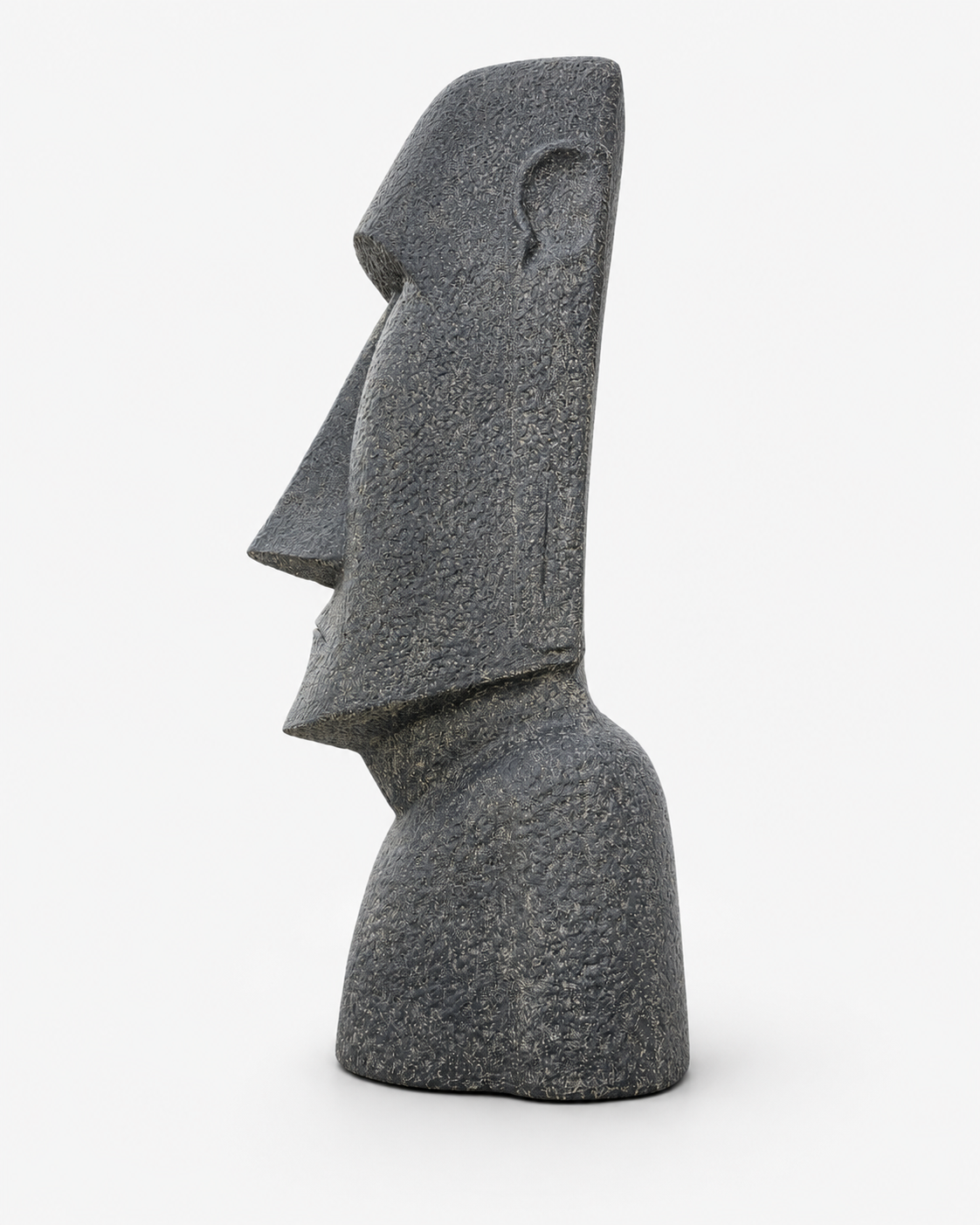 Statue de tête de Moaï - Sculpture décorative de jardin - Résistante aux intempéries - Figurine Rapa Nui de l'île de Pâques en fibre de verre et béton gris - 200 x 70 x 60 cm
