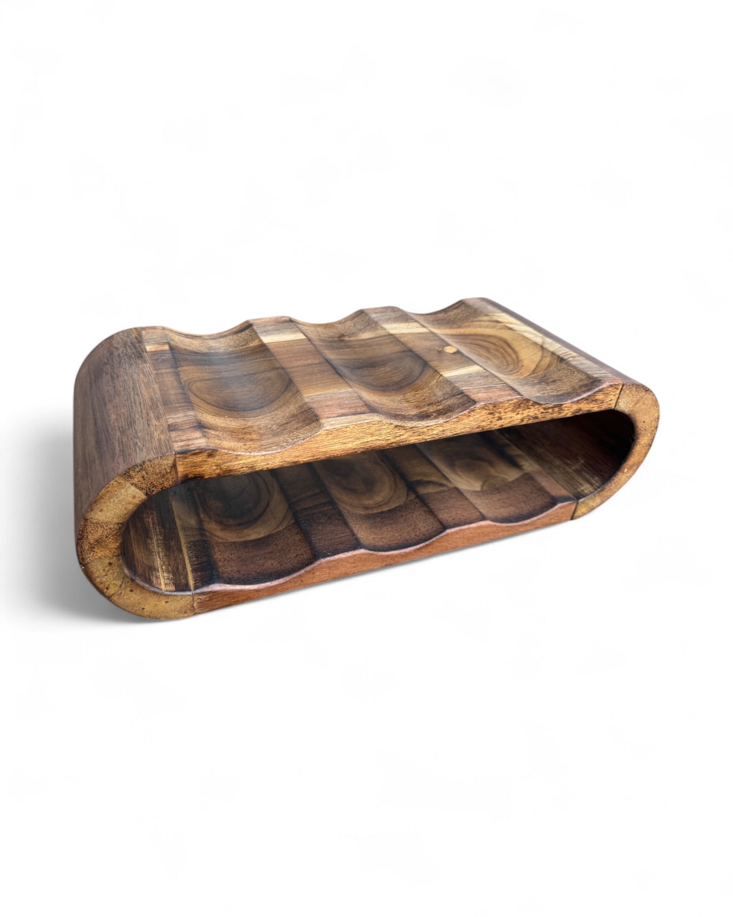Akazienholz Weinregal - Flaschenhalter für 6 Flaschen - Robust - Flambierte Holzmaserung - 46x19x15 cm