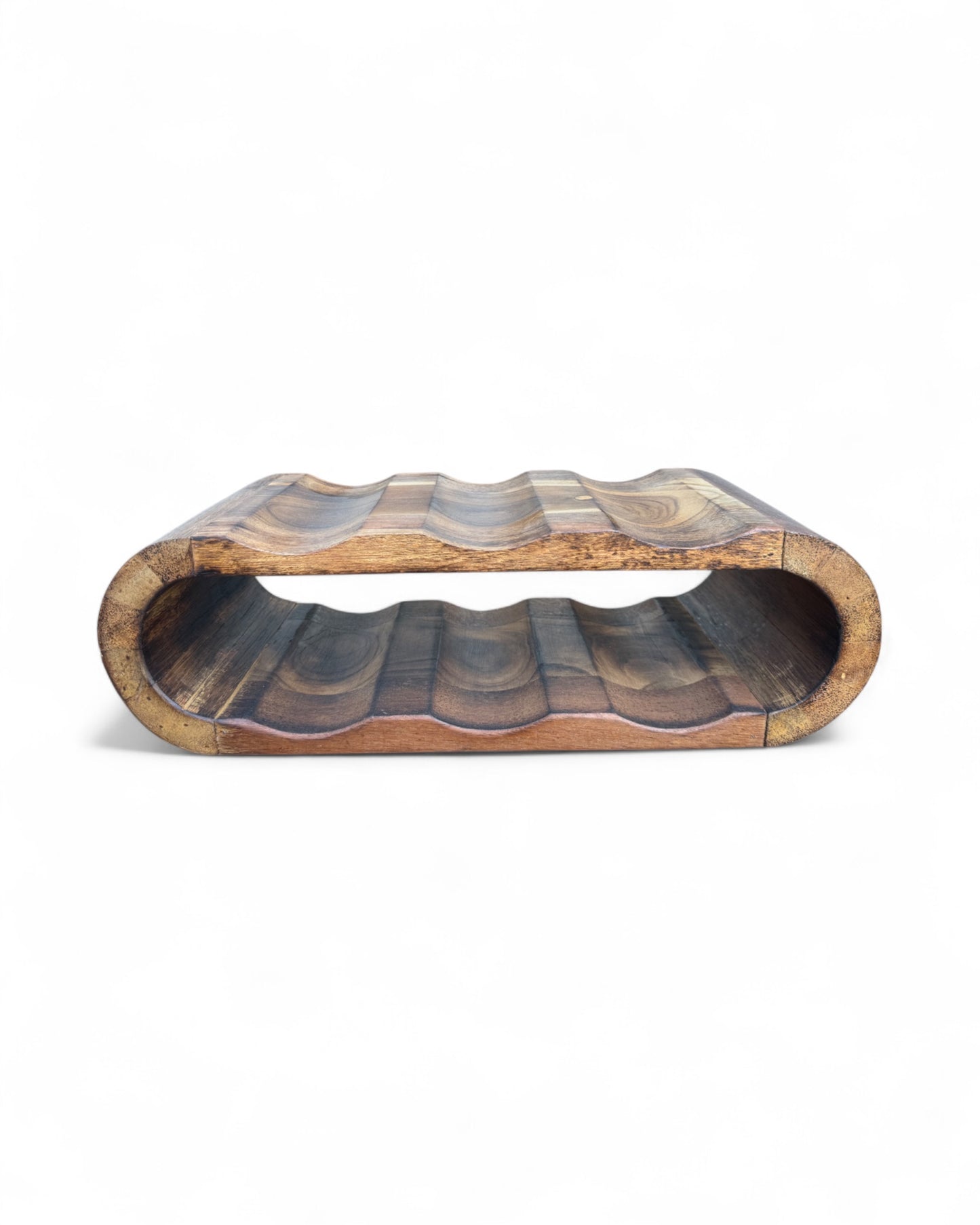 Akazienholz Weinregal - Flaschenhalter für 6 Flaschen - Robust - Flambierte Holzmaserung - 46x19x15 cm
