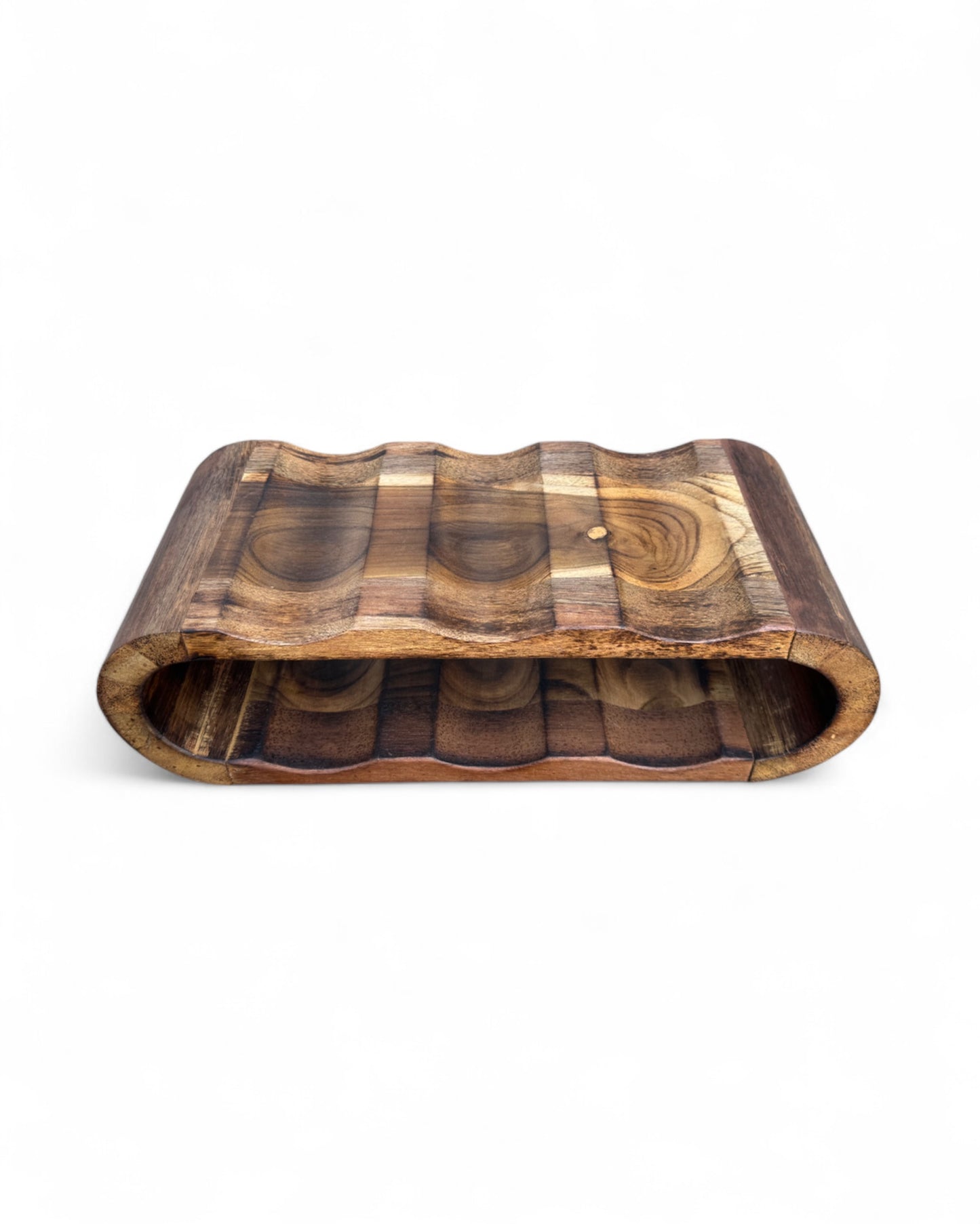 Akazienholz Weinregal - Flaschenhalter für 6 Flaschen - Robust - Flambierte Holzmaserung - 46x19x15 cm
