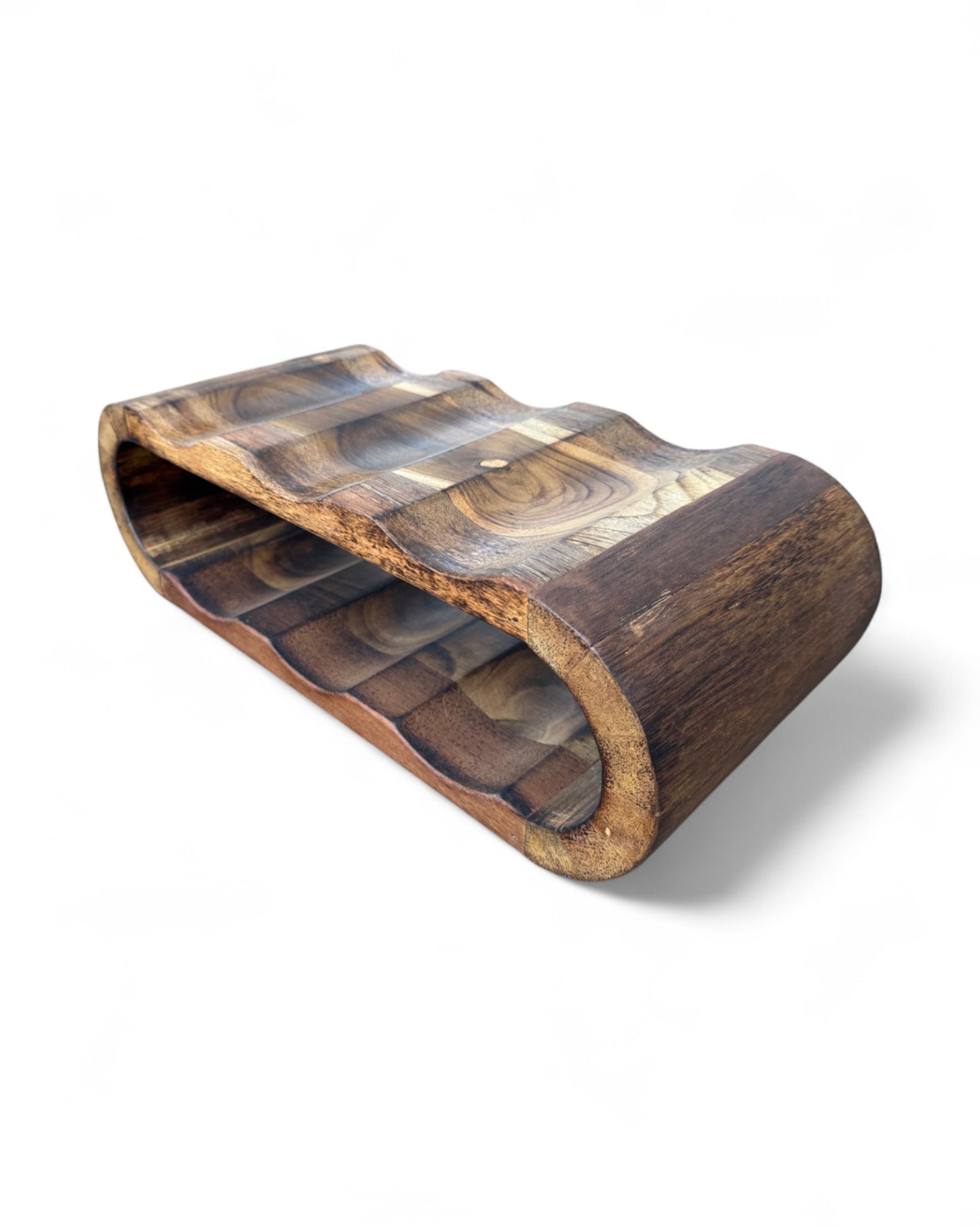 Akazienholz Weinregal - Flaschenhalter für 6 Flaschen - Robust - Flambierte Holzmaserung - 46x19x15 cm