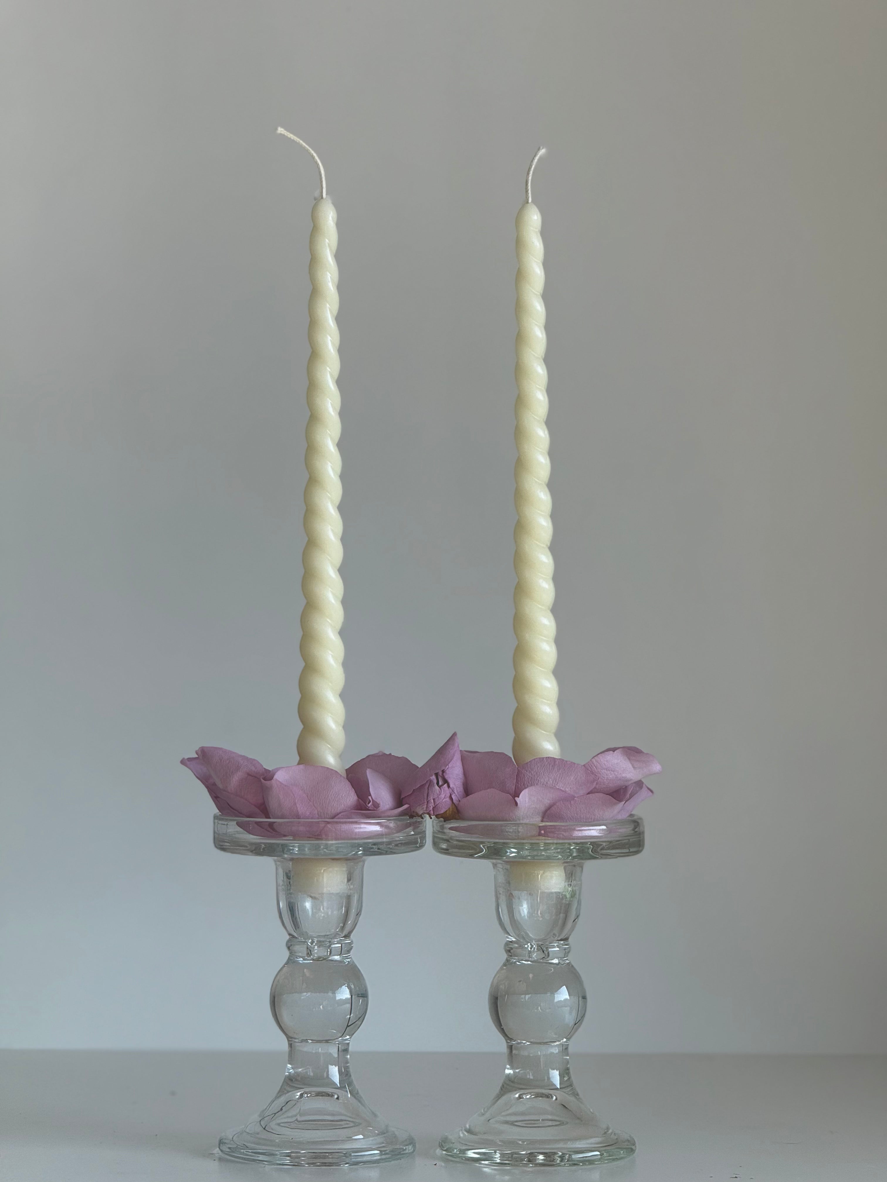 Bougie en cire d'abeille ROM – Couleurs pastel – Coulée à la main – Pour salon et décoration – Lot de 4