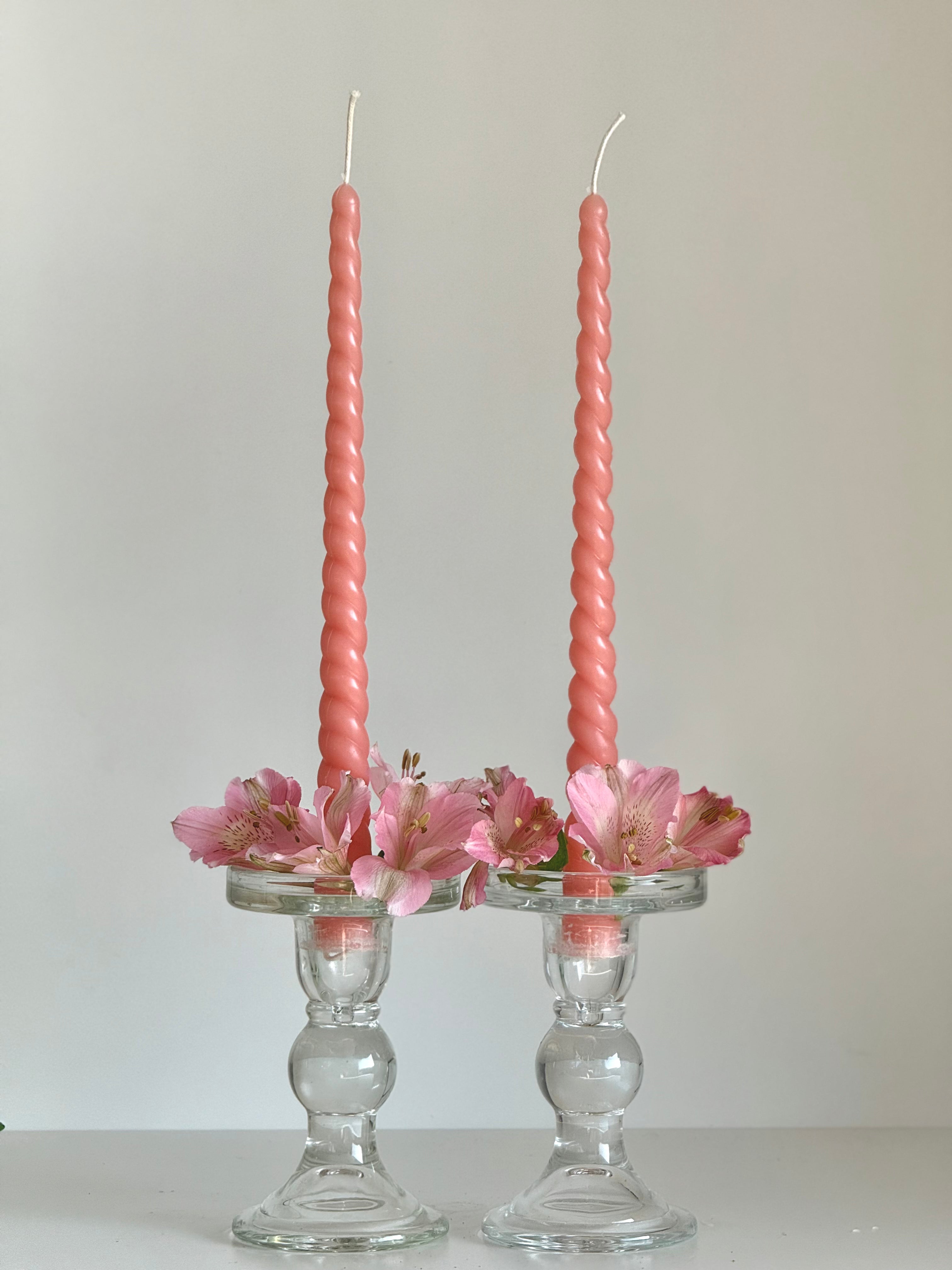 Bougie en cire d'abeille ROM – Couleurs pastel – Coulée à la main – Pour salon et décoration – Lot de 4