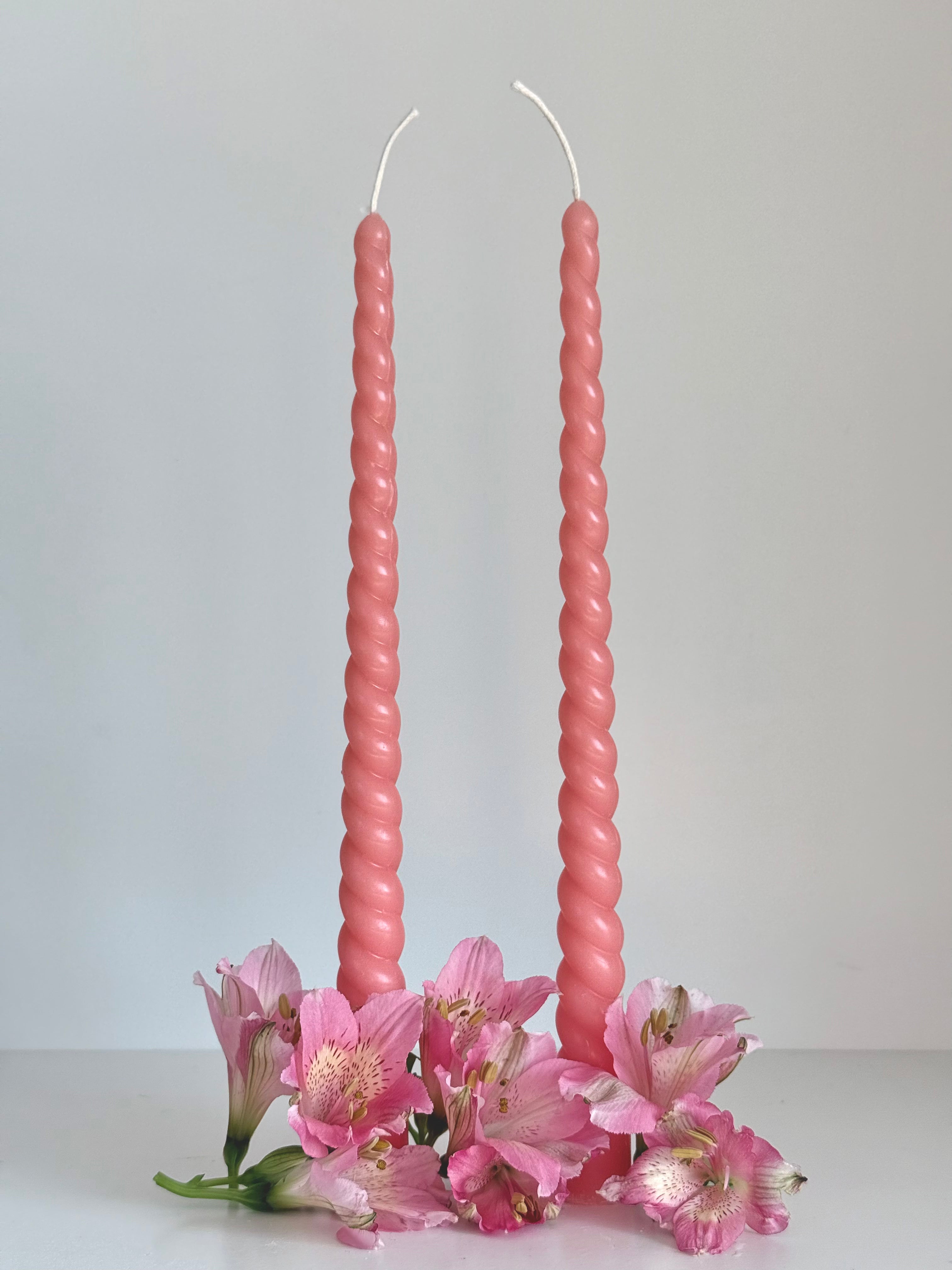 Bougie en cire d'abeille ROM – Couleurs pastel – Coulée à la main – Pour salon et décoration – Lot de 4