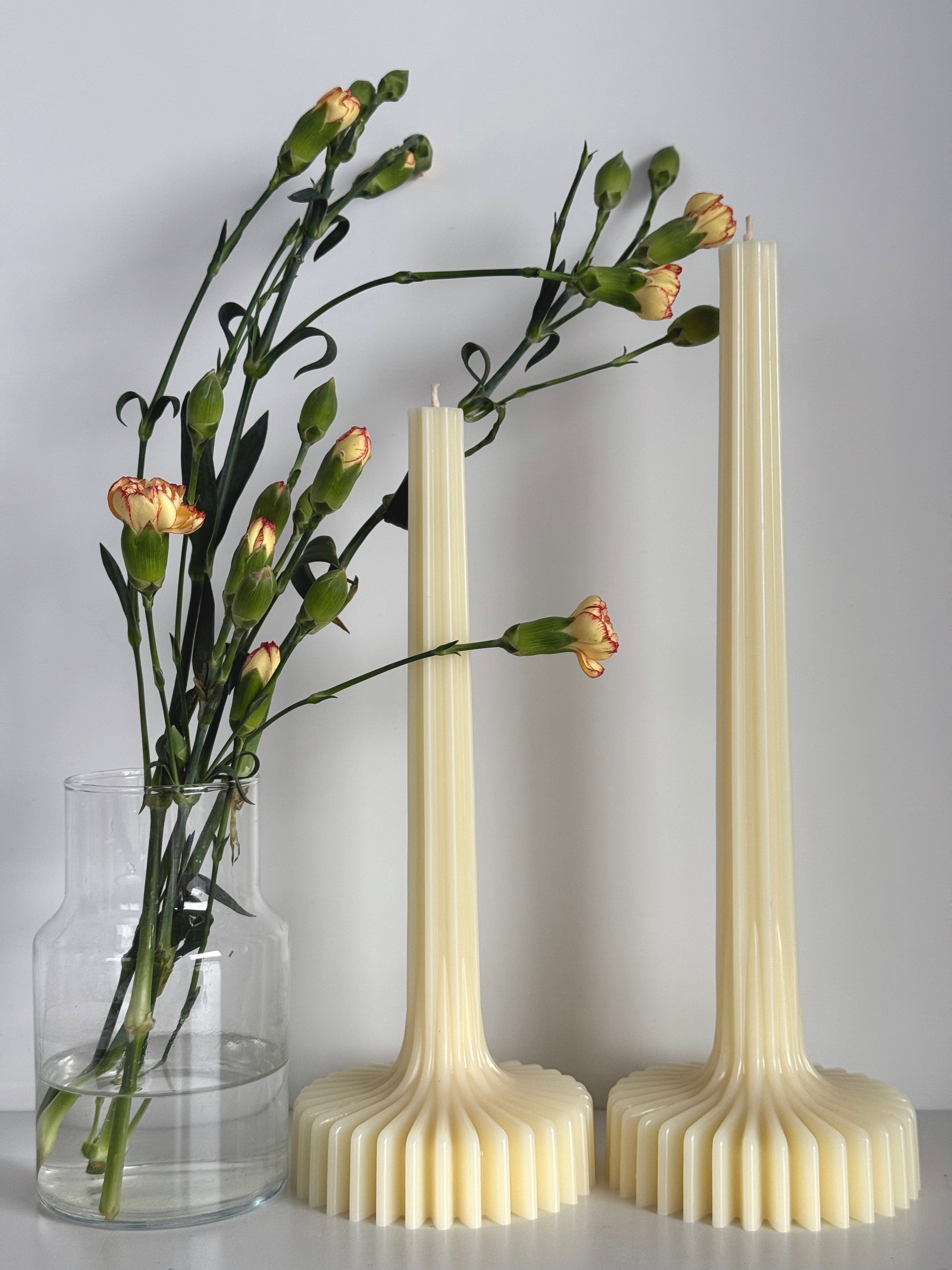 Bougie en cire d’abeille BERLIN – Couleurs pastel – Coulée à la main – Pour salon et décoration – 4 couleurs