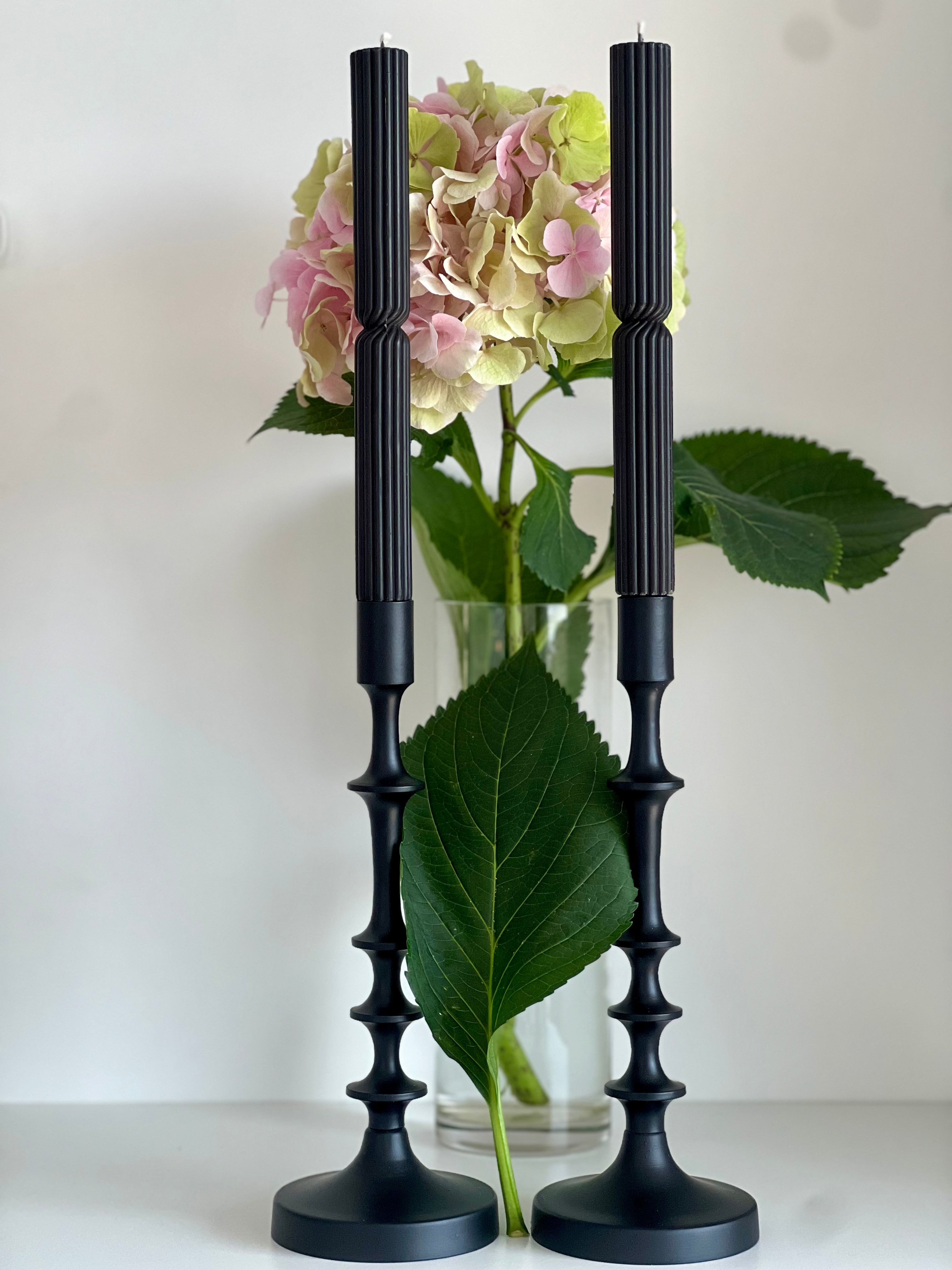 Bougie en cire d'abeille ATHÈNES – Noire – Coulée à la main – Pour salons et décoration – Lot de 2 ou 4