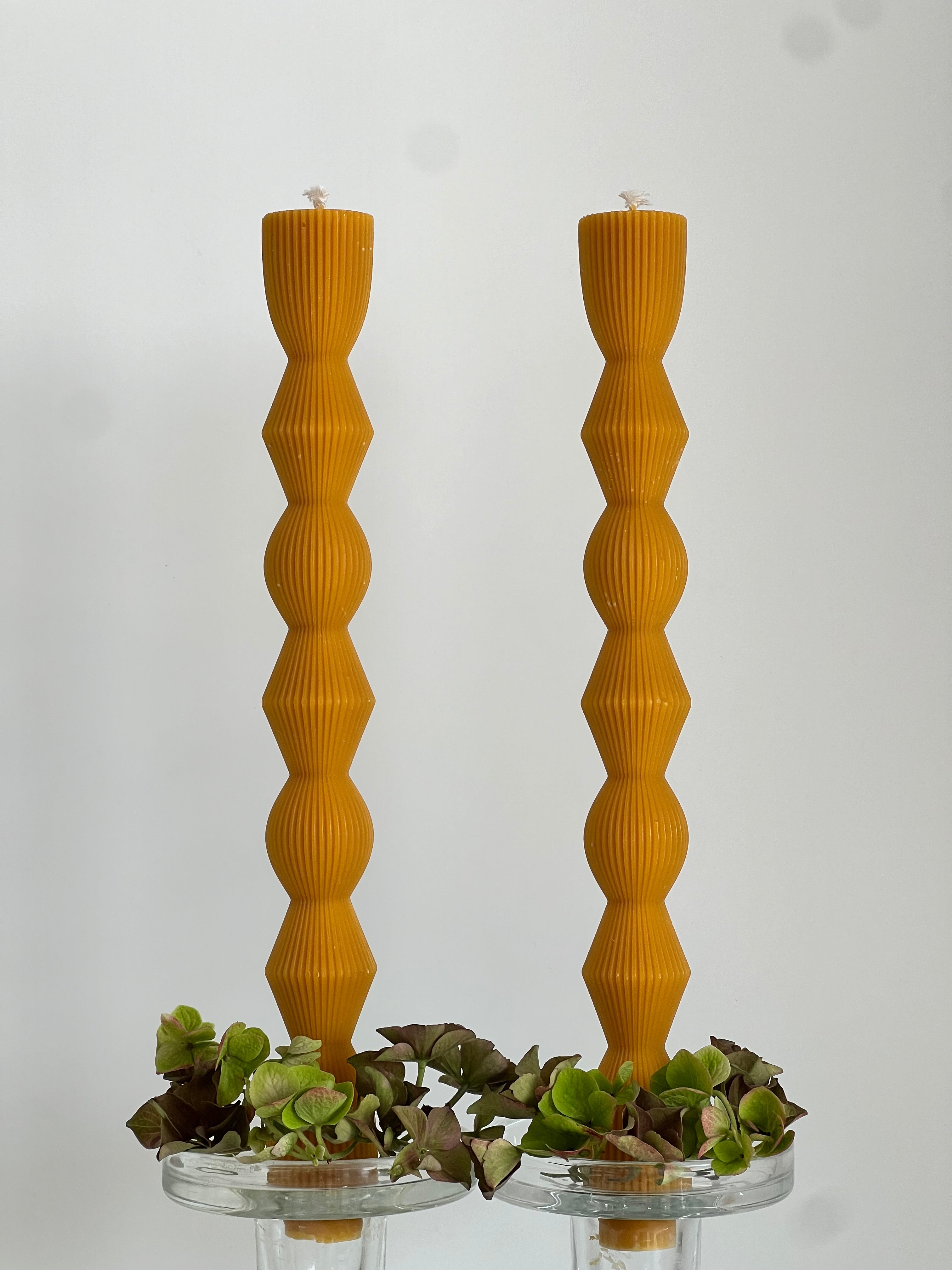 Bougie en cire d'abeille MADRID – Cire d'abeille originale – Coulée à la main – Pour salons et décoration – Lot de 2 ou 4