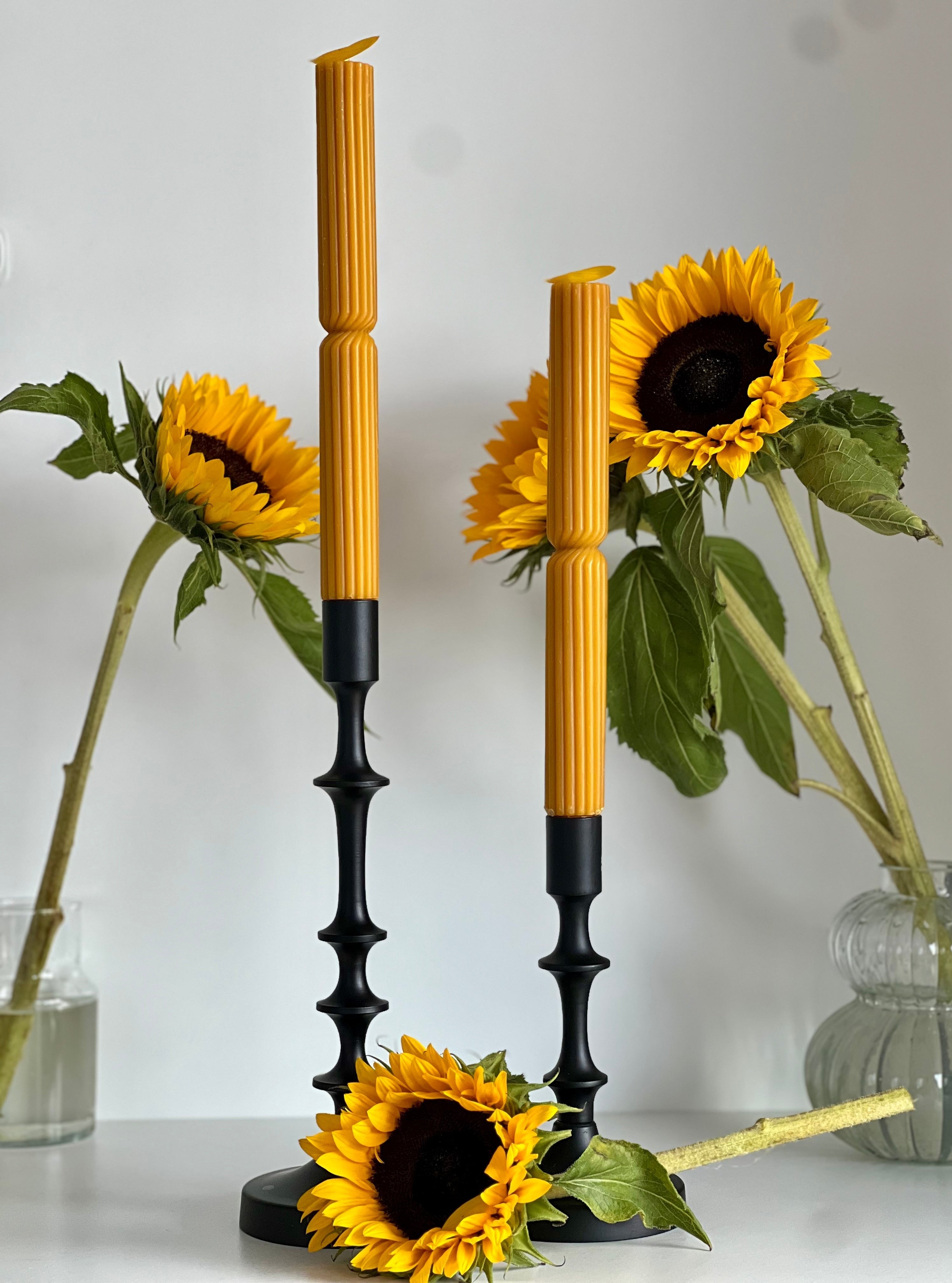 Bougie en cire d'abeille ATHÈNES – Cire d'abeille originale – Coulée à la main – Pour les pièces à vivre et la décoration – Lot de 2 ou 4
