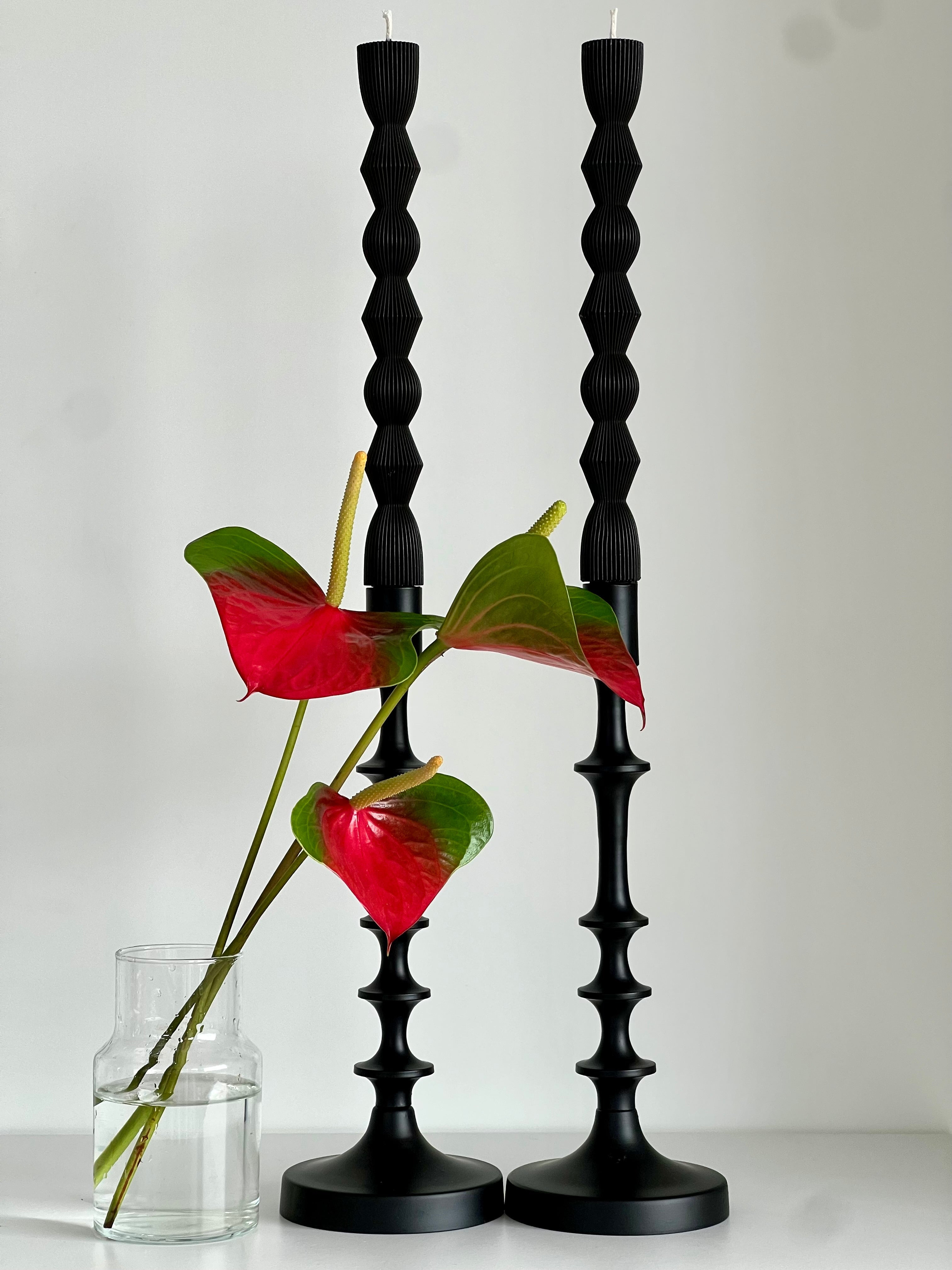 Bougie en cire d'abeille MADRID – Noire – Coulée à la main – Pour salon et décoration – Lot de 2 ou 4