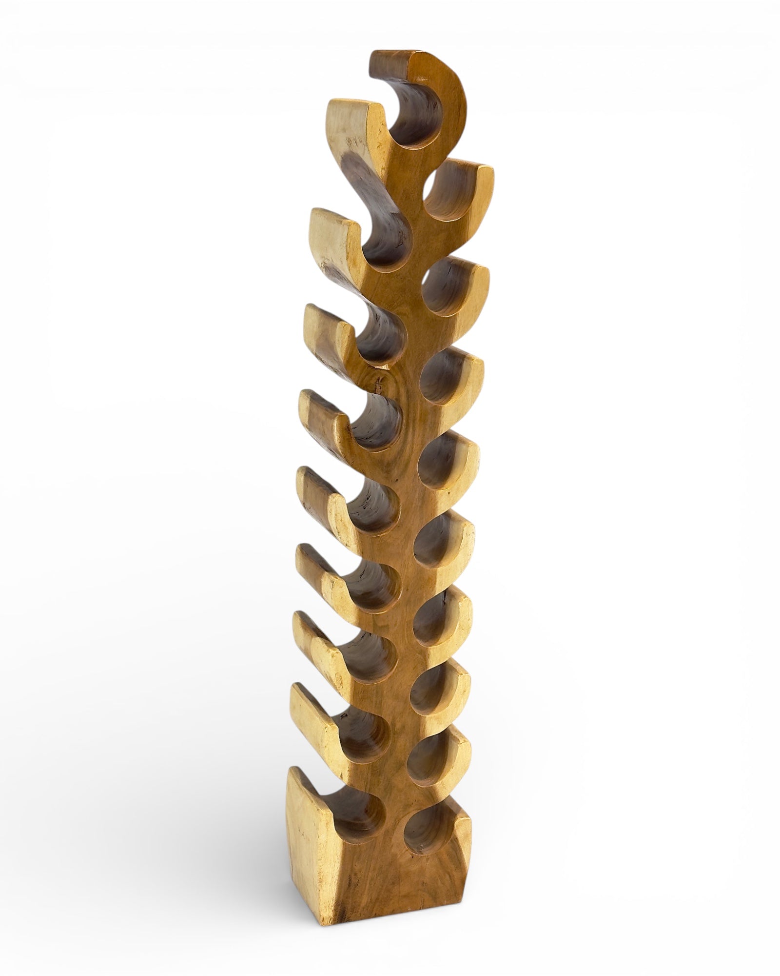 Weinregal Massiv XXL – Weinhalter Flaschenhalter - Handgefertigt Edel Hochwertig – Aus Teakholz für 18 Flaschen – 150x30x18 cm