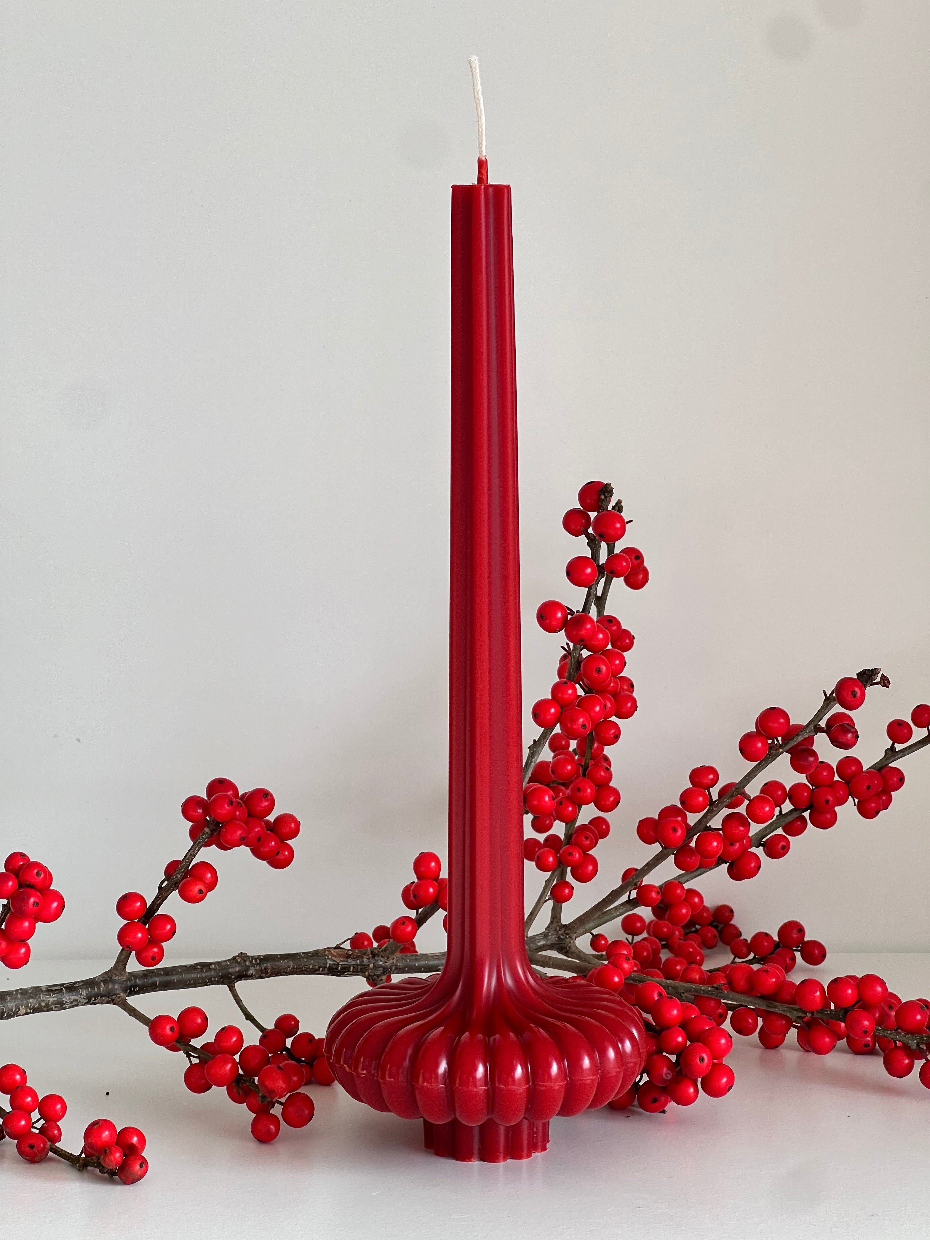 Bougie en cire d’abeille PARIS – Rouge – Coulée à la main – Pour pièces à vivre et décoration – 2 tailles