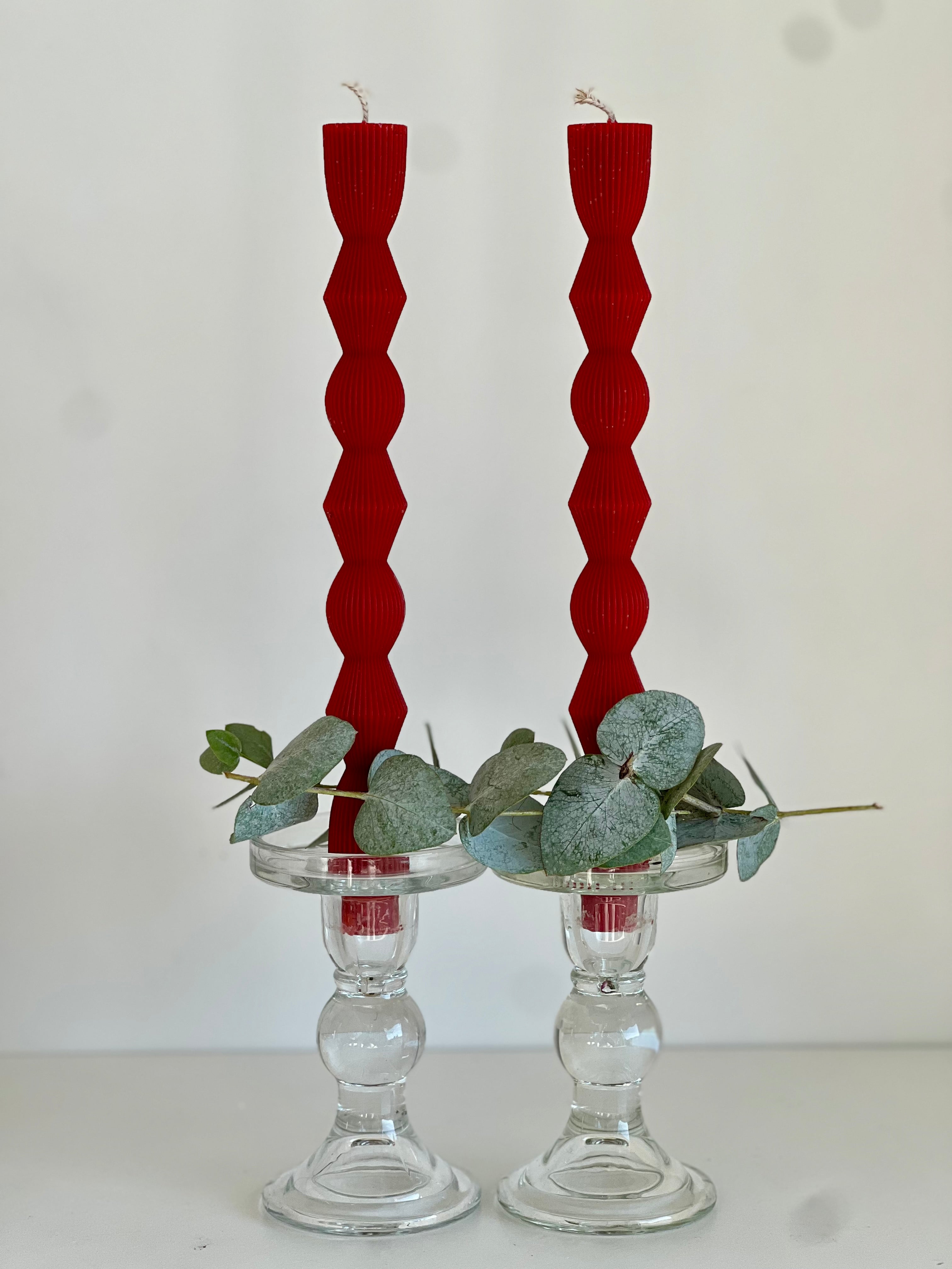 Bougie en cire d'abeille MADRID – Rouge – Coulée à la main – Pour salons et décoration – Lot de 2 ou 4