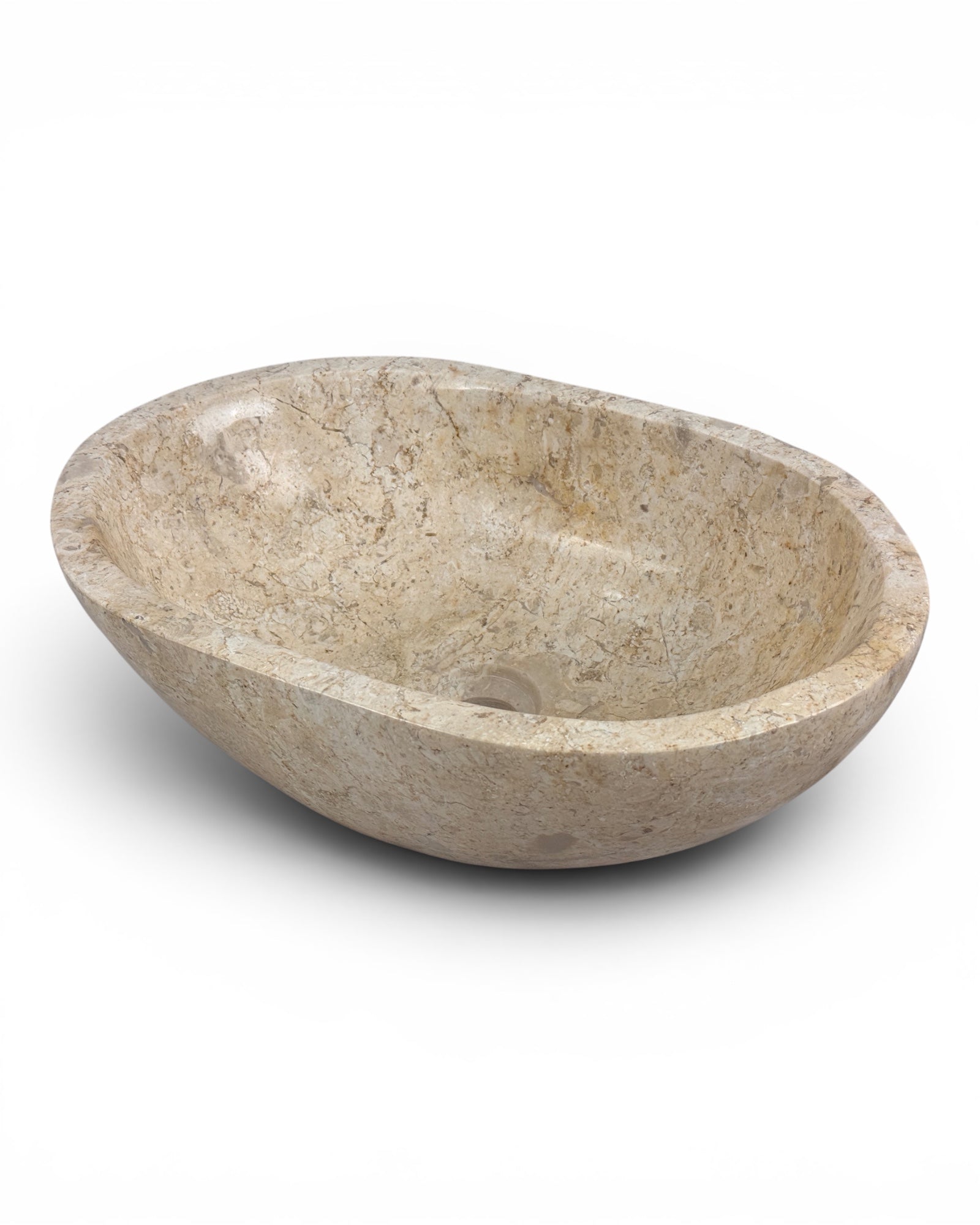 Marmor Waschbecken Beige – Badezimmer Gäste-WC Waschraum – Aufsatzwaschbecken Oval oder Rund aus Marmor - verschiedene Ausführungen