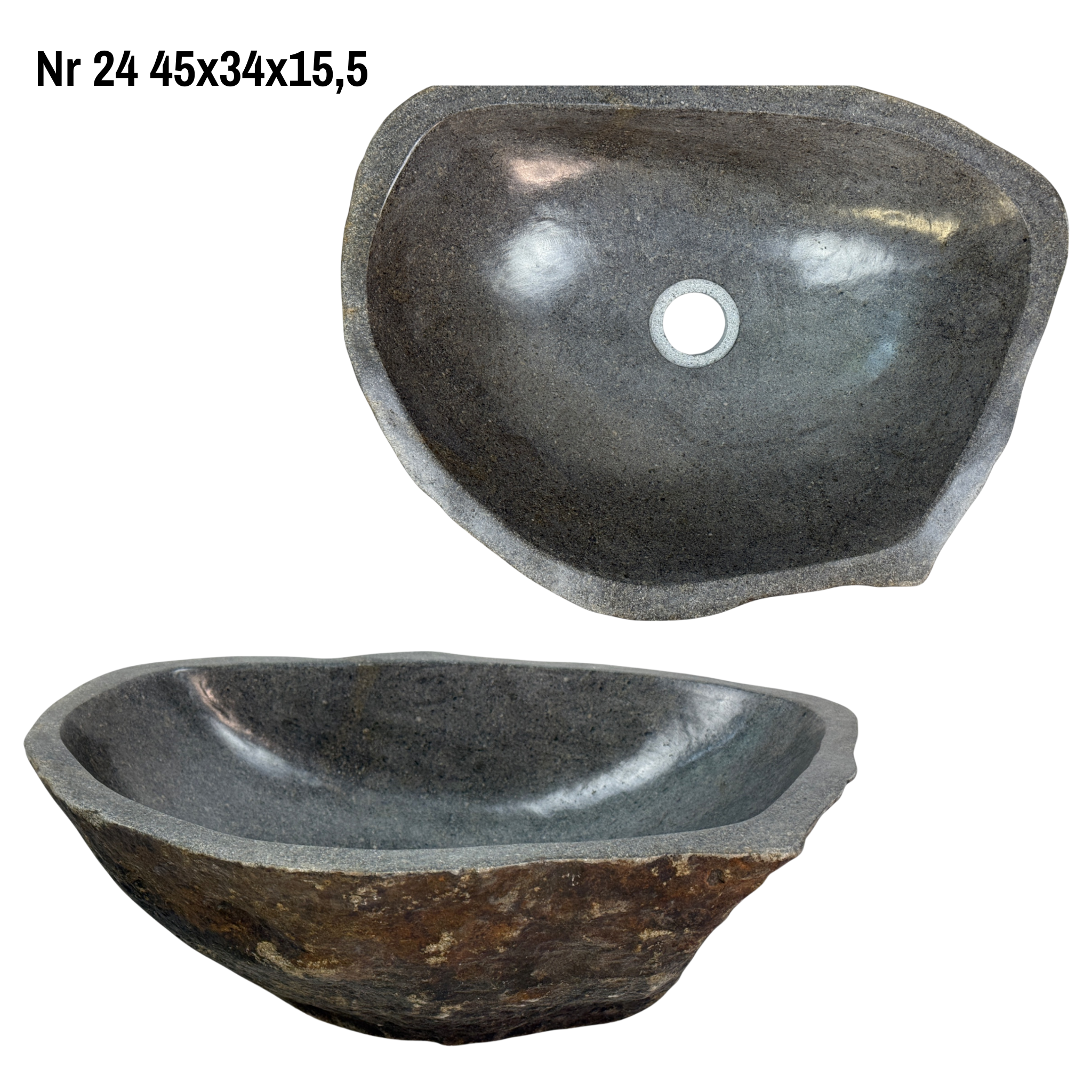 Naturstein Waschbecken - Badezimmer Toilette Aufsatzwaschbecken Waschschale - Einzigartig - Findling Stein Massiv