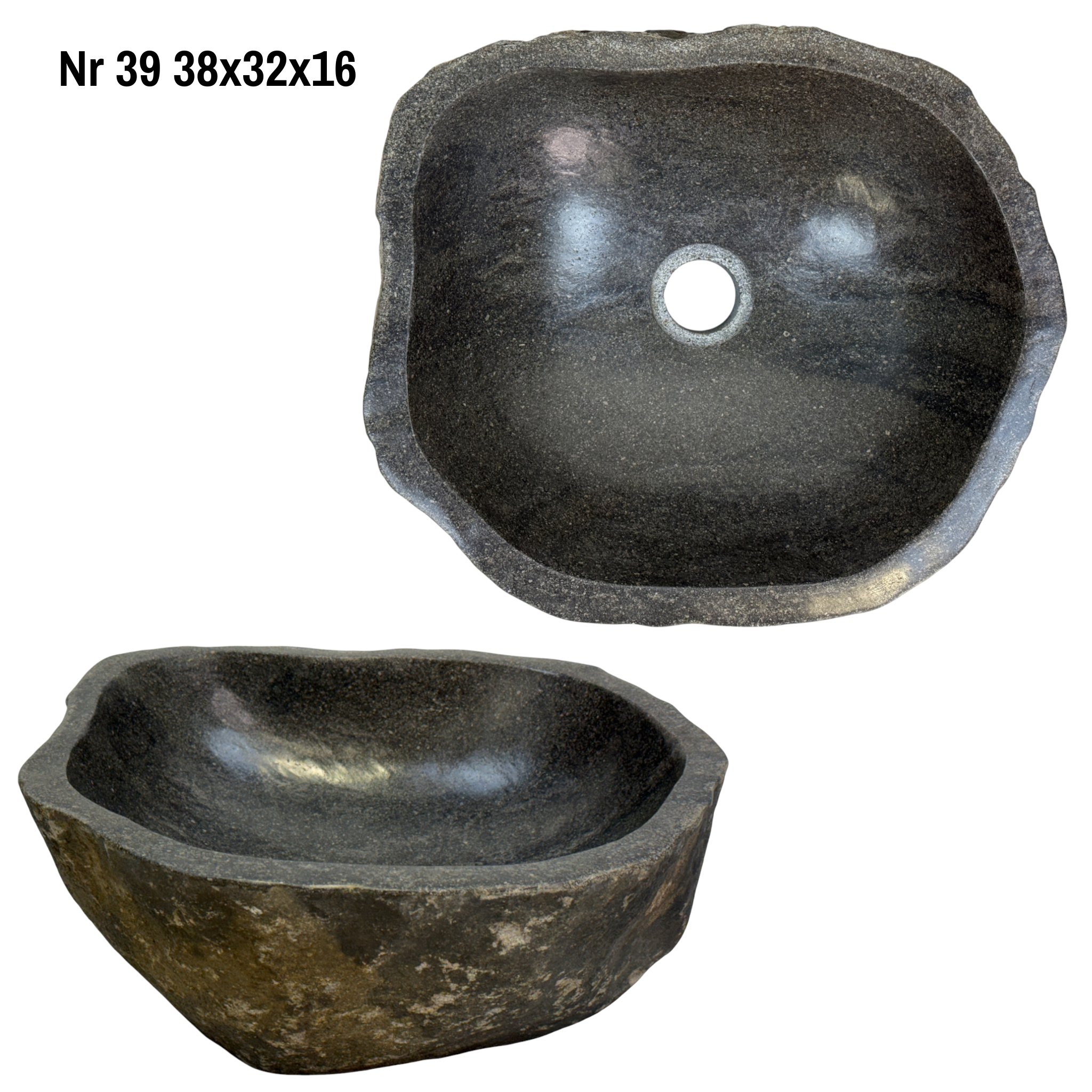 Naturstein Waschbecken - Badezimmer Toilette Aufsatzwaschbecken Waschschale - Einzigartig - Findling Stein Massiv