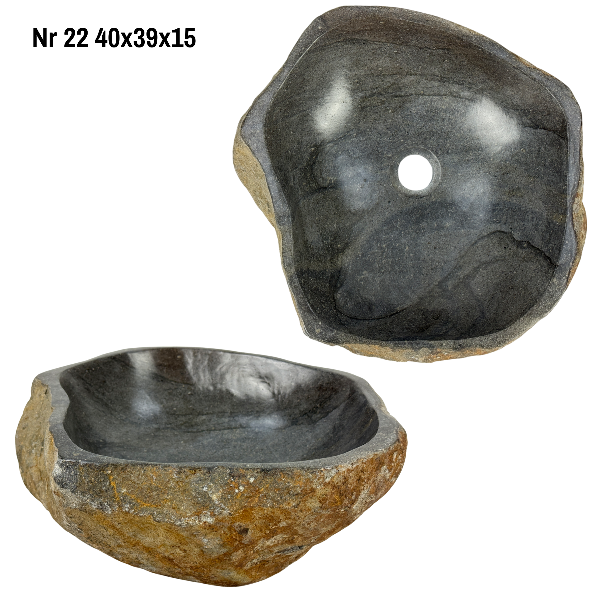 Naturstein Waschbecken - Badezimmer Toilette Aufsatzwaschbecken Waschschale - Einzigartig - Findling Stein Massiv