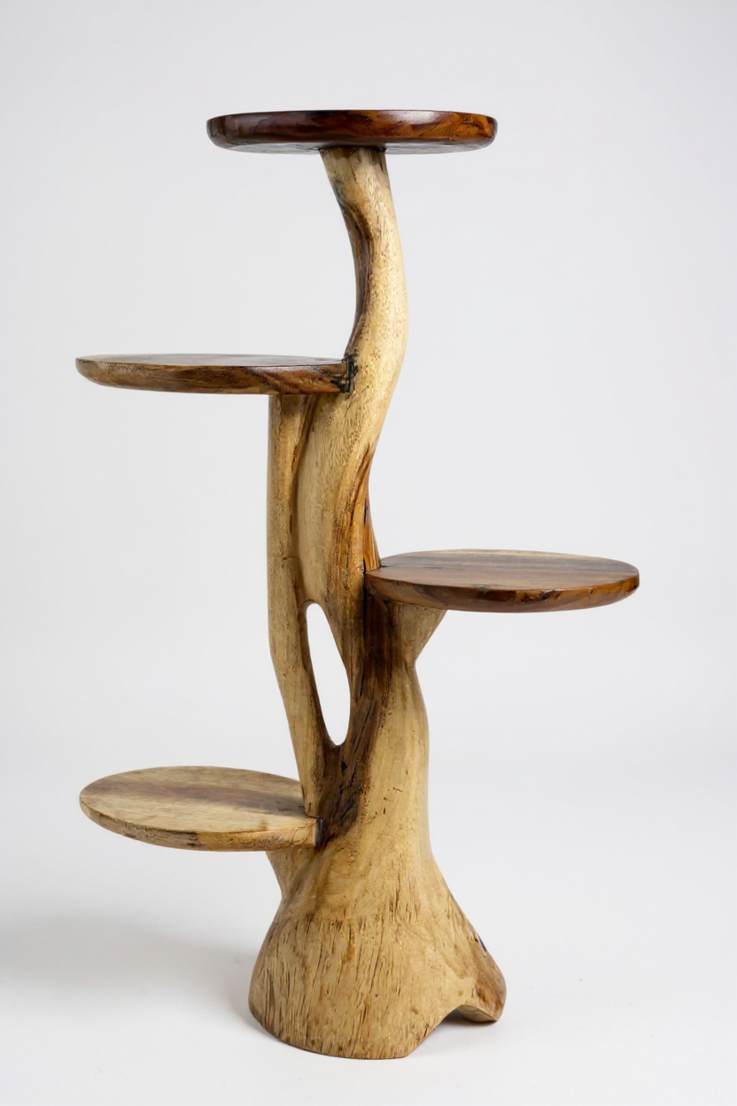 Teakholz-Regal – Natürliches Design mit einzigartiger Holzmaserung – Vielseitiges Wohnaccessoire für Pflanzen, Bücher & Deko – Verschiedene Größen