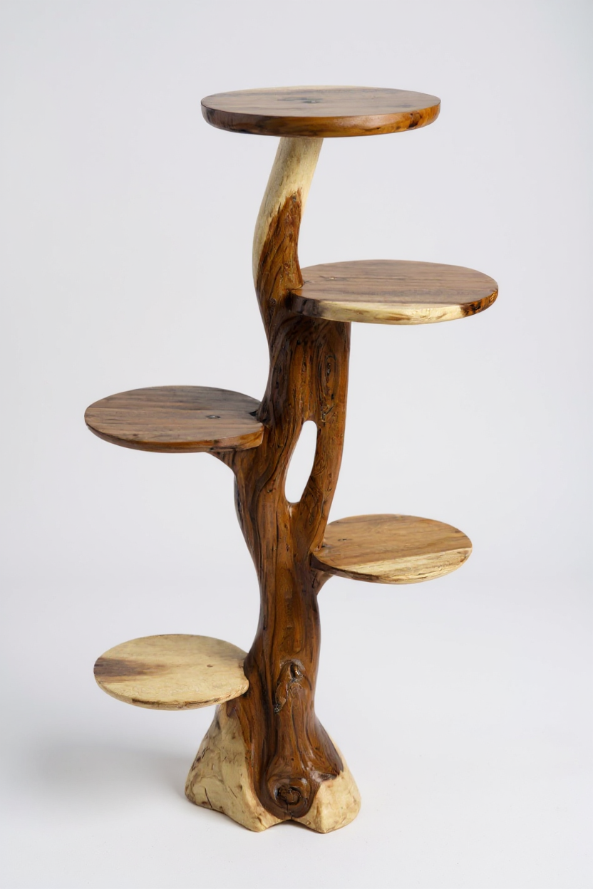 Teakholz-Regal – Natürliches Design mit einzigartiger Holzmaserung – Vielseitiges Wohnaccessoire für Pflanzen, Bücher & Deko – Verschiedene Größen