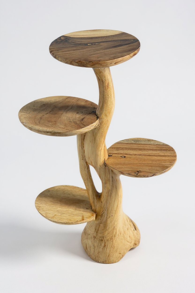 Teakholz-Regal – Natürliches Design mit einzigartiger Holzmaserung – Vielseitiges Wohnaccessoire für Pflanzen, Bücher & Deko – Verschiedene Größen