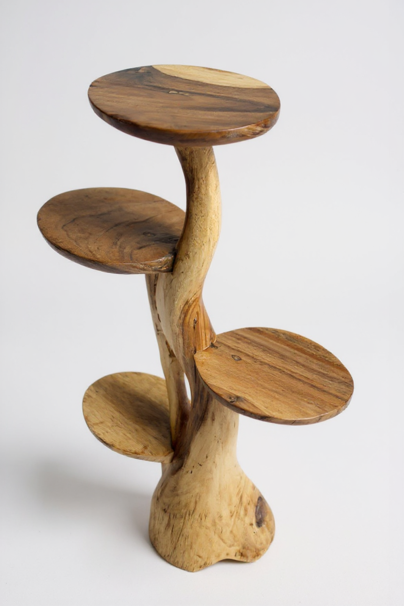 Teakholz-Regal – Natürliches Design mit einzigartiger Holzmaserung – Vielseitiges Wohnaccessoire für Pflanzen, Bücher & Deko – Verschiedene Größen