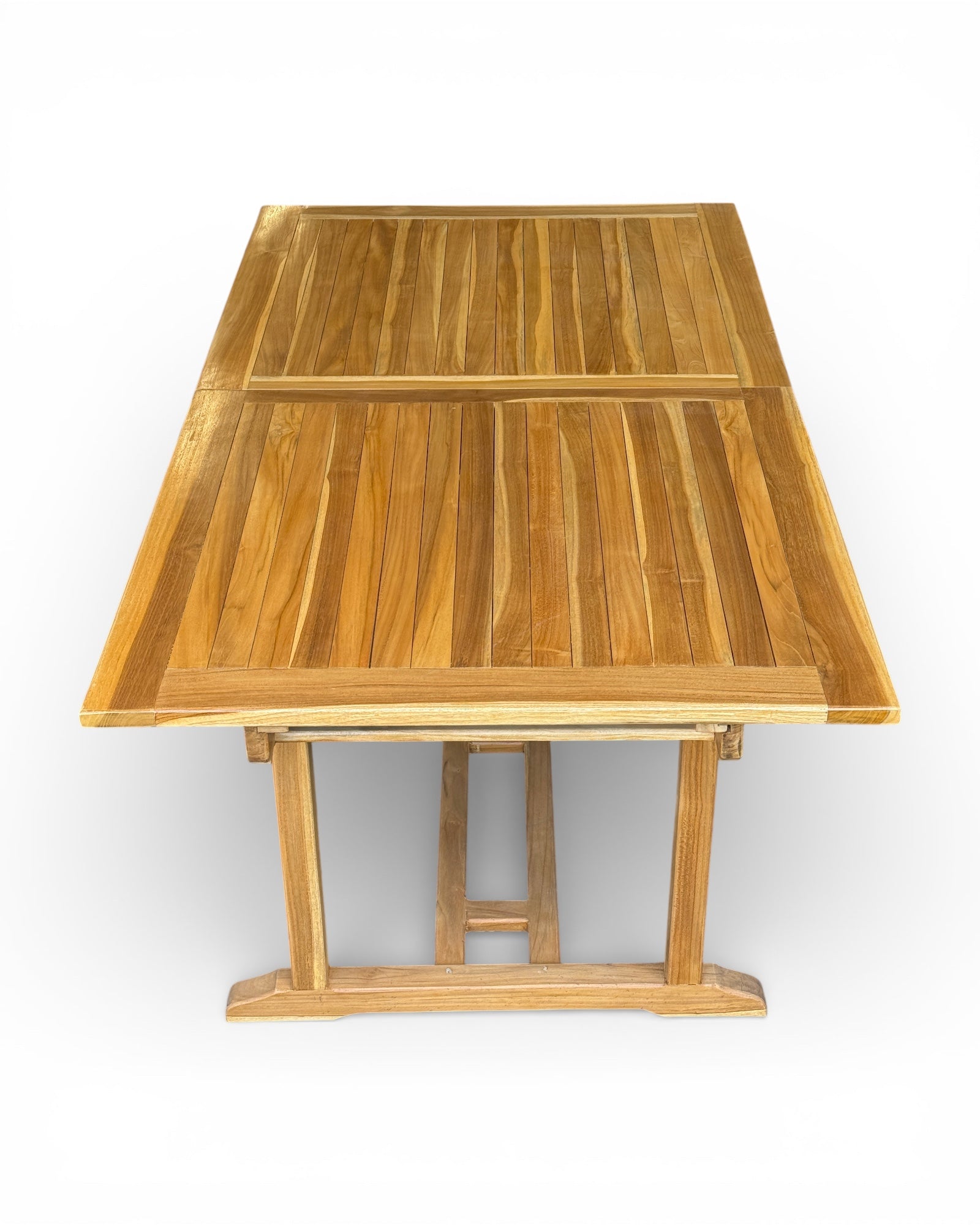 Ausziehbarer eckiger Teakholz-Gartentisch – Einzigartiges Unikat mit natürlicher Eleganz für Garten, Terrasse und Wintergarten – Teakholz – 180 cm bis 240 cm x 100 cm x 75 cm