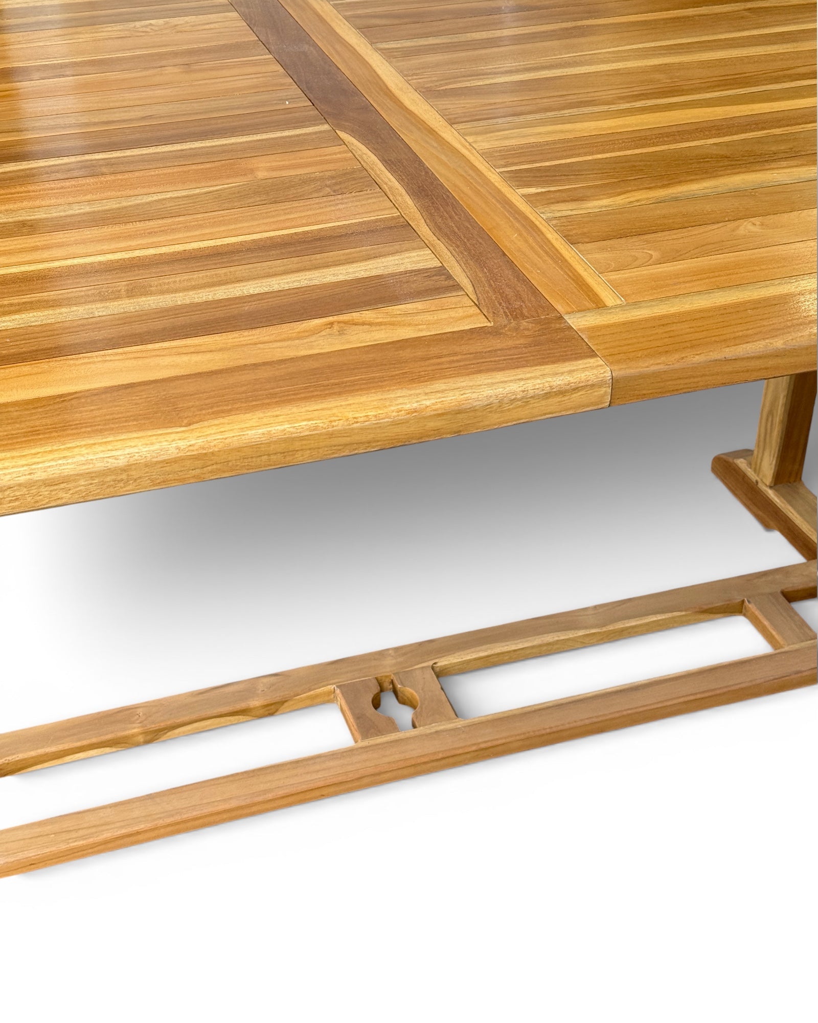 Ausziehbarer eckiger Teakholz-Gartentisch – Einzigartiges Unikat mit natürlicher Eleganz für Garten, Terrasse und Wintergarten – Teakholz – 180 cm bis 240 cm x 100 cm x 75 cm