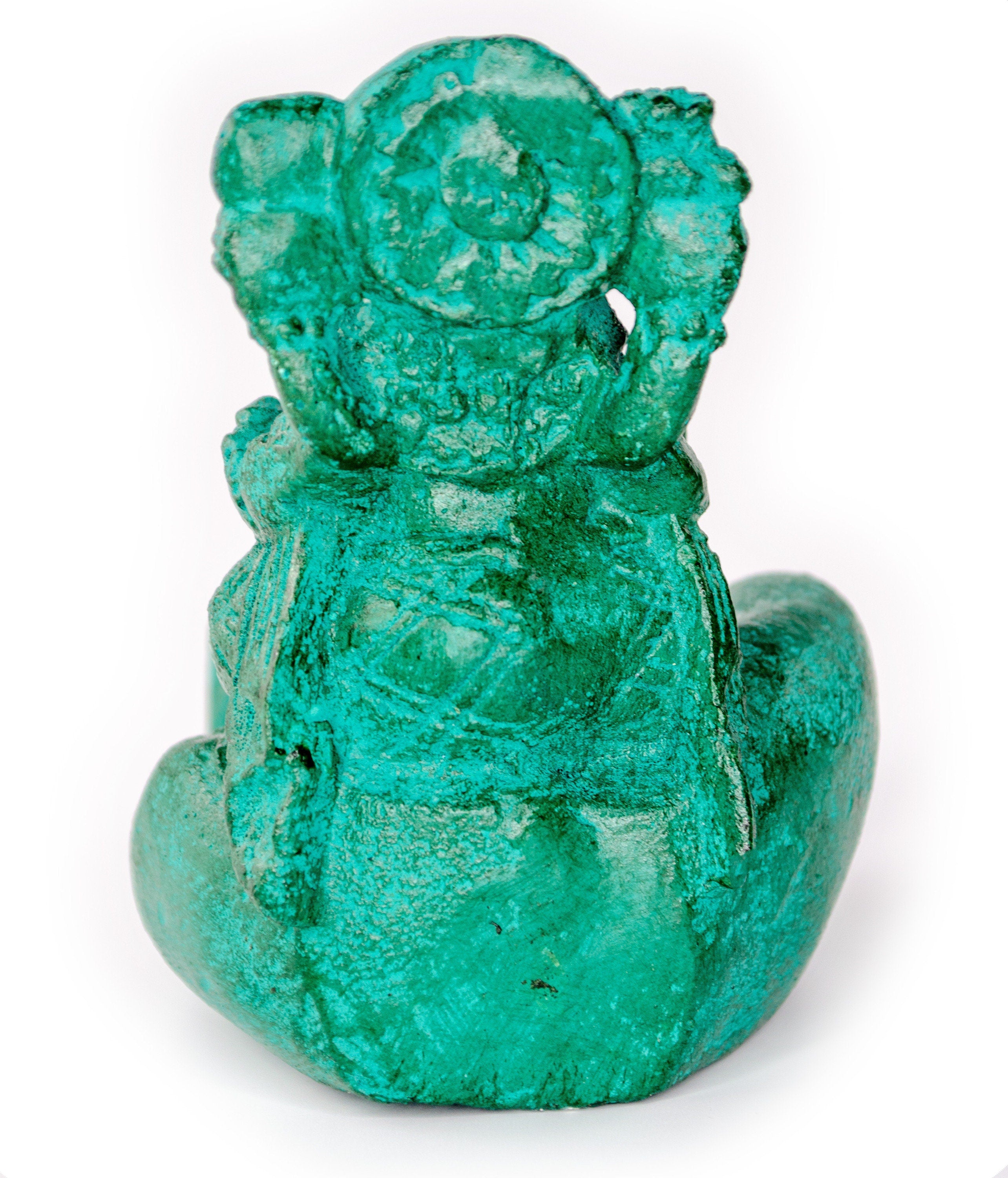 Ganesha Hand Skulptur - Deko Raumdeko Seifenschale Räucherstäbchen - Hindu Gottheit des Glückes - Elefant Grün - 13x9x15 cm